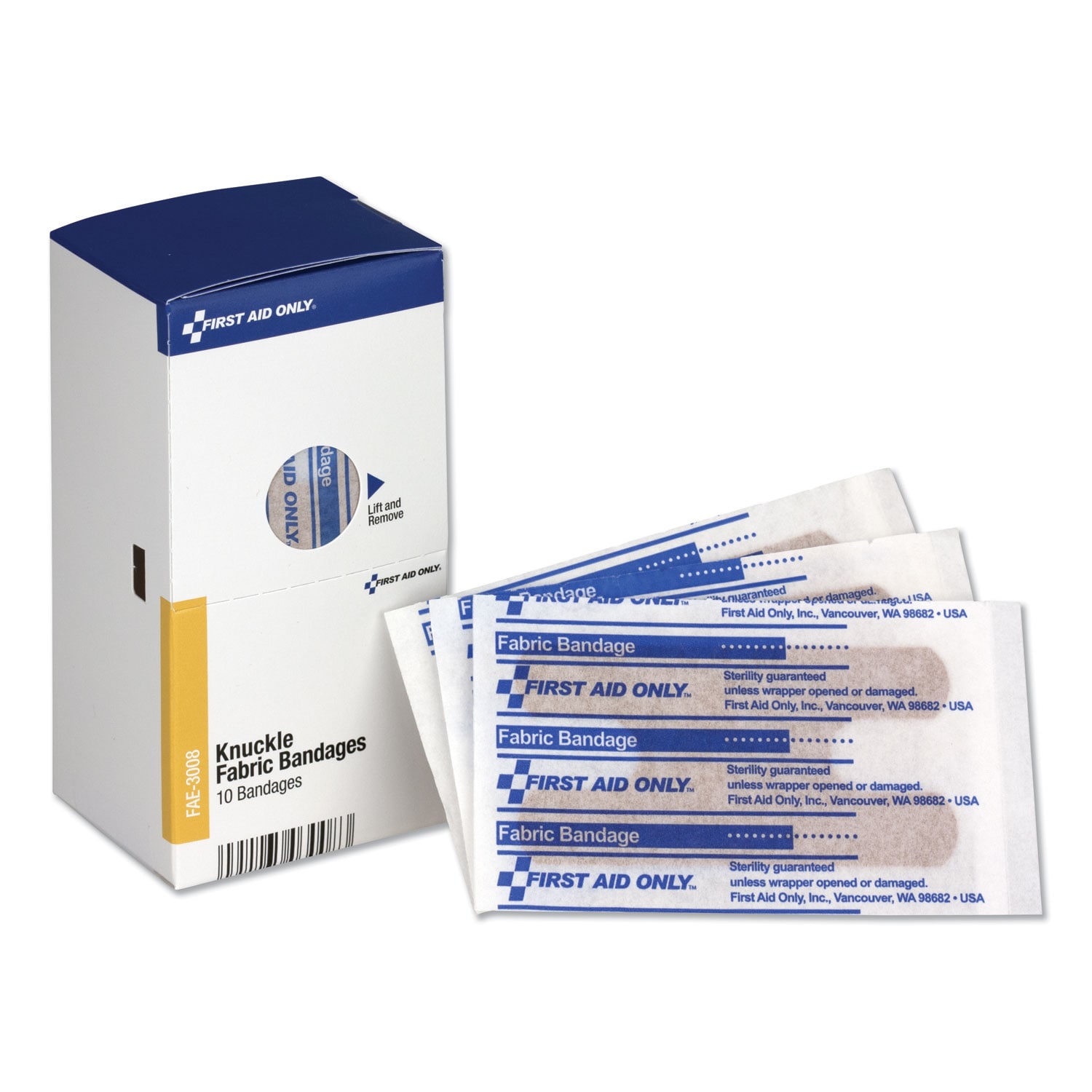 First Aid Only First Aid Kit RefillFabric Knuckle Bandages 10 Per Box FAE-3008 #FAE-3008