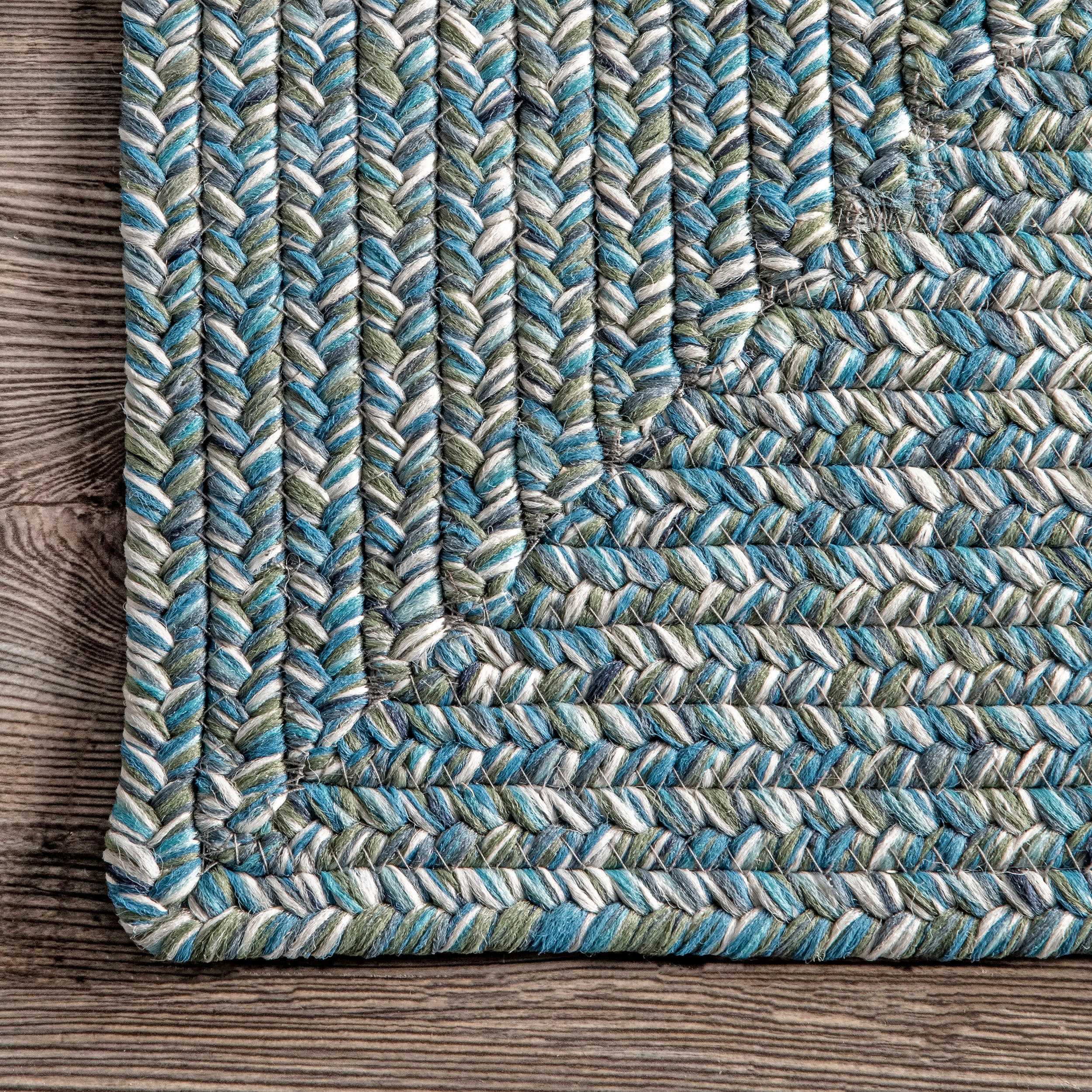 Aqua Braided Synthetic Indoor/Outdoor Area Rug, 4x6
