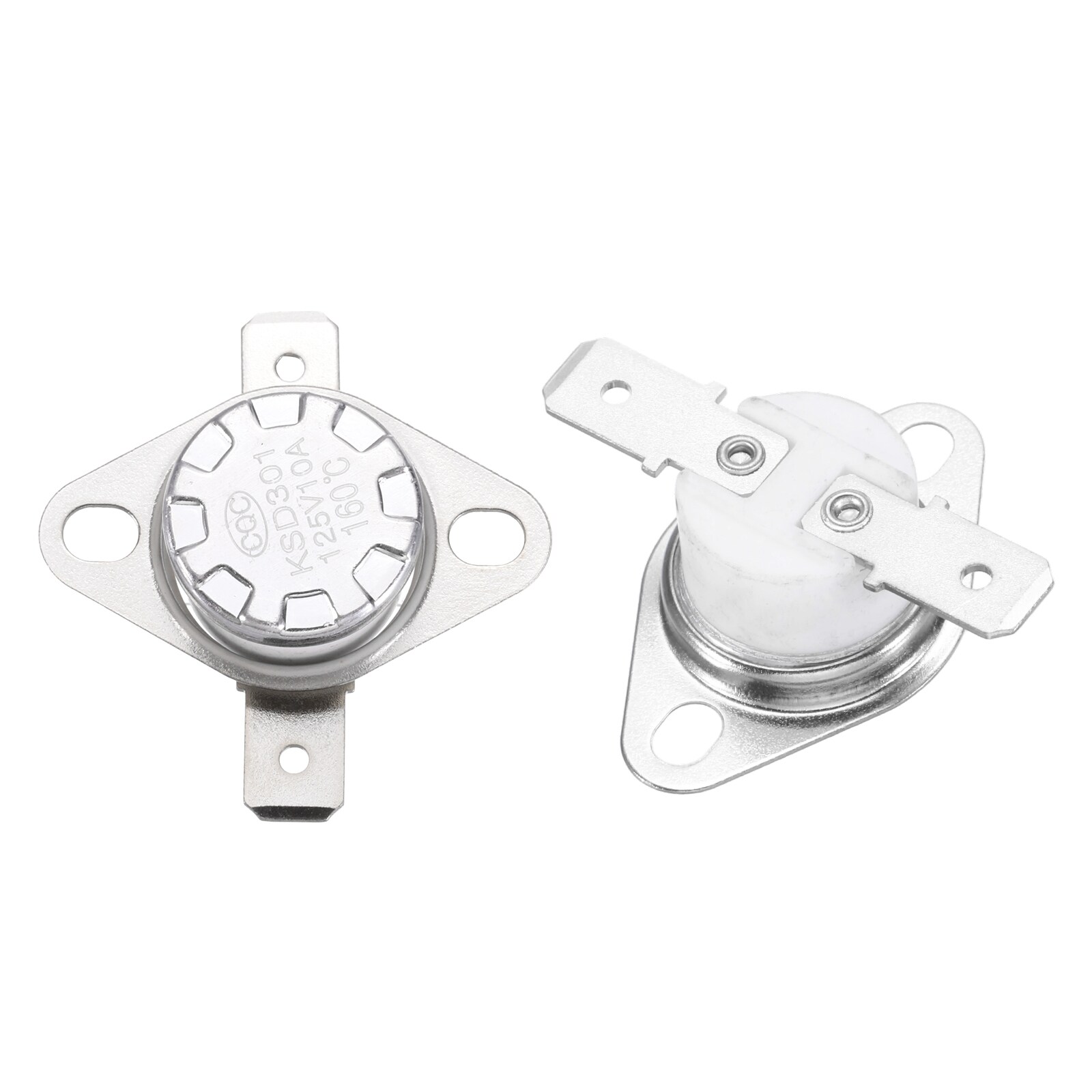 Unique Bargains 2pcs KSD301 Thermostat 160C/320F 10A Normally Closed N.C Adjust Snap Disc Temperature Switch Thermal Cutoff Switch for Microwaves Oven Coffee Maker Ceramic Material #S26042400UX2387