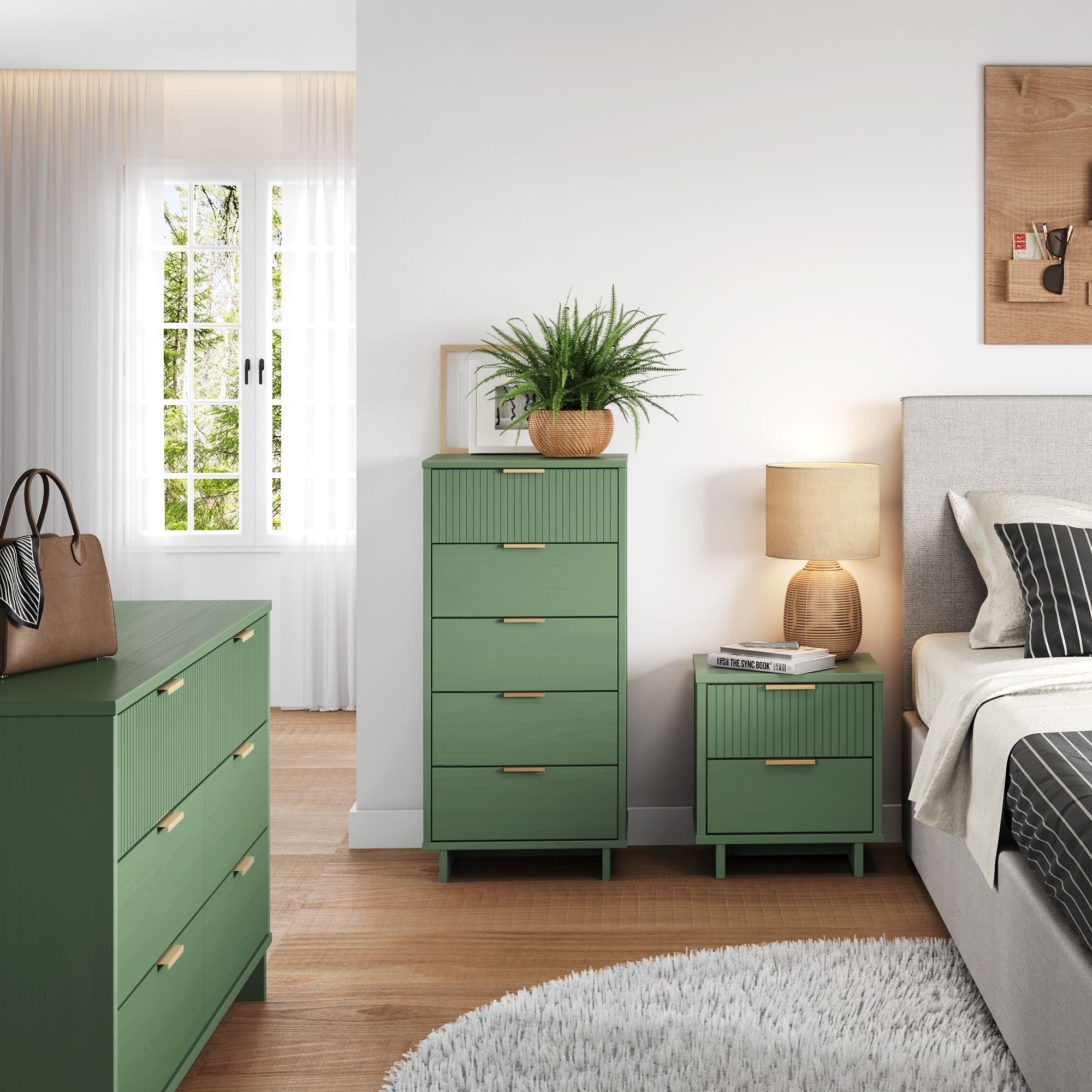Manhattan Comfort GRAN073 Green Full Bedroom Set