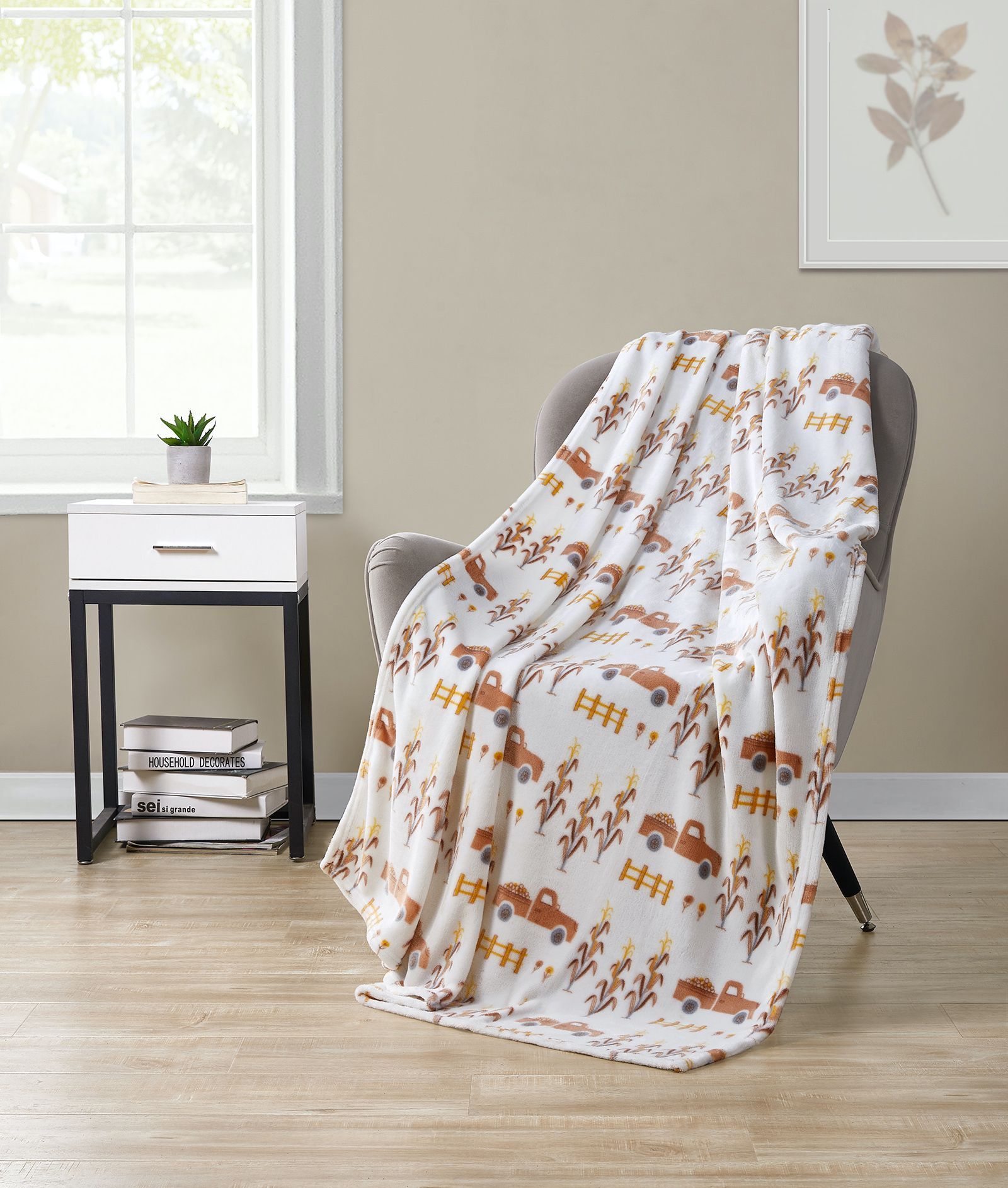 KATE AURORA Autumn Thanksgiving Harvest Pick Up Trucks Ultra Soft and Plush Oversized Throw Blanket