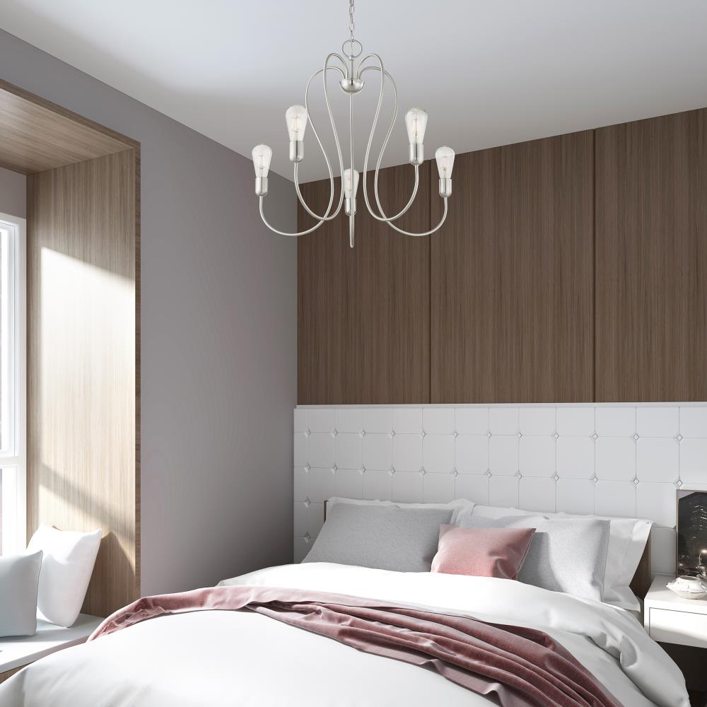 Brushed Nickel and Crystal 5-Light Candle Chandelier