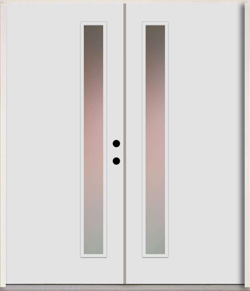 RELIABILT LO1065254 Spotlights 72-in x 80-in x Fiberglass 1/4 lite Left-hand inswing Arctic White Paint Painted Prehung Double Front Door Insulating core