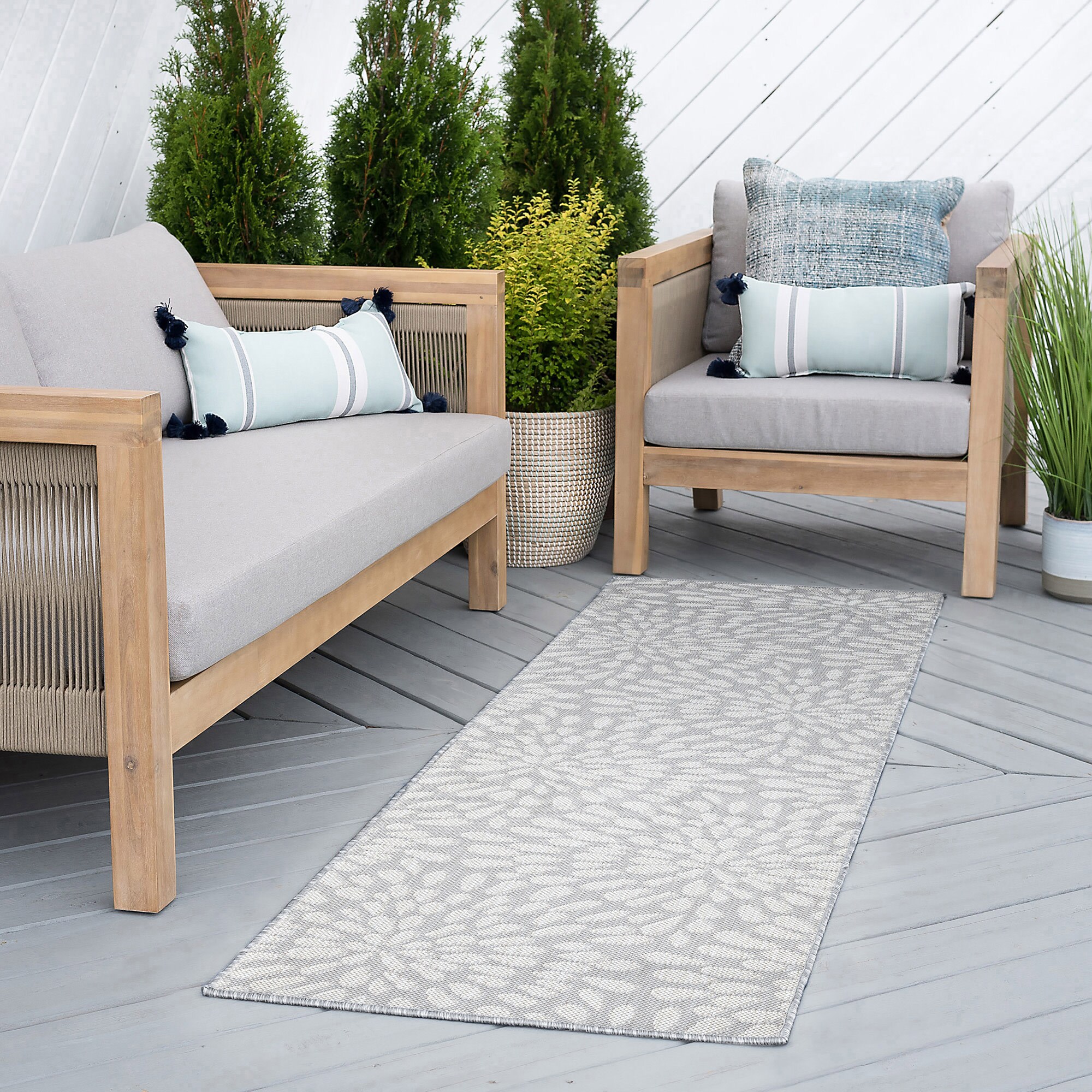  ECO1904 2X8 Eco 2 x 8 (ft) Flatweave Polypropylene Gray Rectangular Indoor/Outdoor Coastal Runner rug