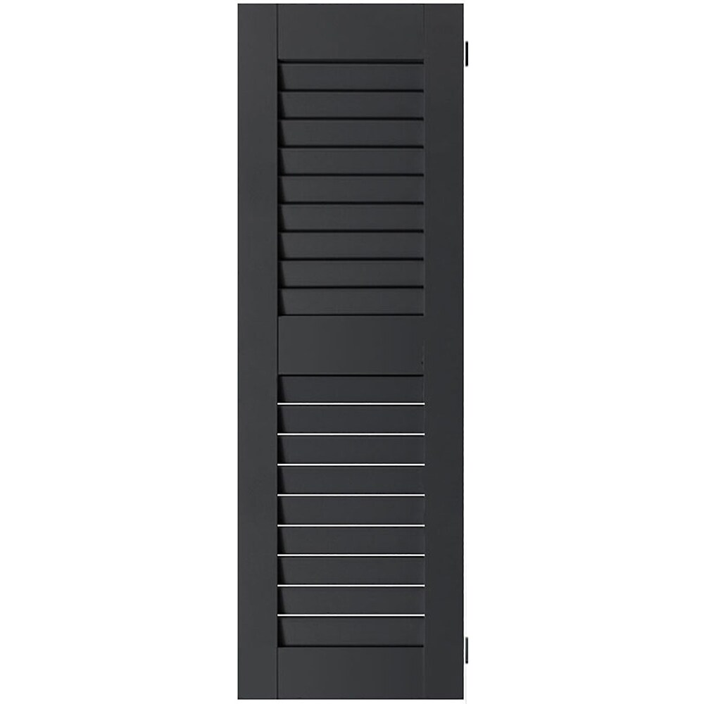 Ekena Millwork RWL15X072BLW 15-in W x 72-in H Black Paintable/Stainable Louvered Wood Exterior Shutters ( 2 -Pack )