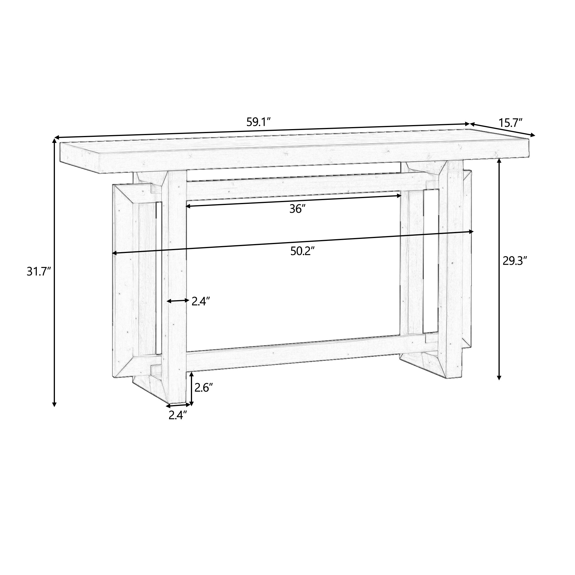 SINOFURN SYA020307BK Console-Sofa-Tables - View #6