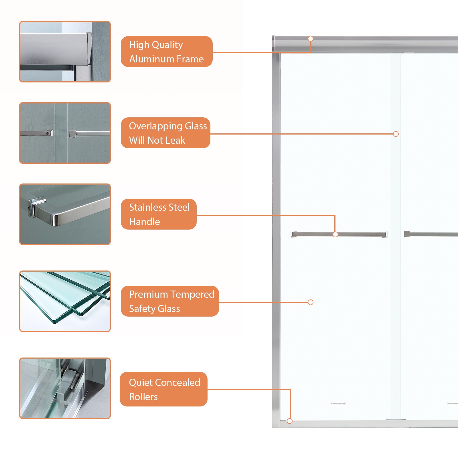 Lordear HRD-LD-6A22-48SS Shower-Doors - View #4