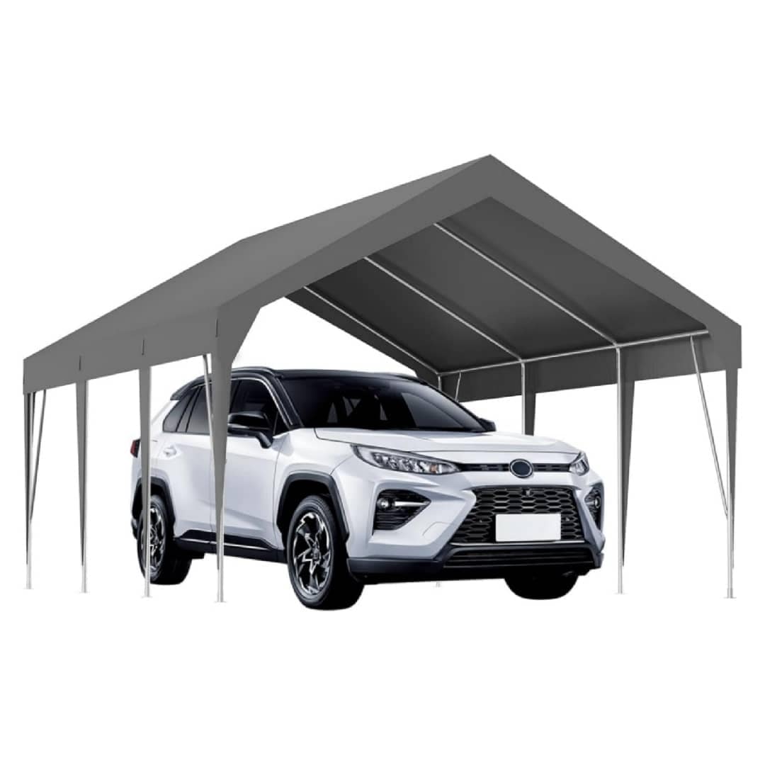 Qeetex KL-PHO-113P6A4N Carport Shelter Industrial Grade Frame Full Weather Protection Height Adaptable Frame Multi Vehicle Coverage for Outdoor Vehicle Storage RV Parking