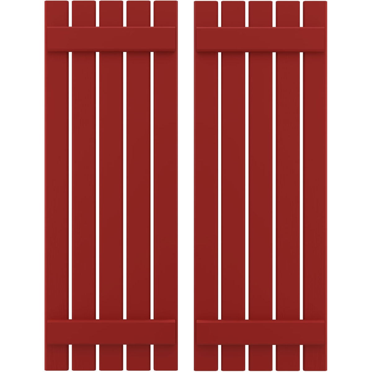 Ekena Millwork ARW101SB519X41BRH Americraft 19.5-in W x 41-in H Fire Red Farmhouse Z-bar Wood Exterior Shutters (2-Pack)