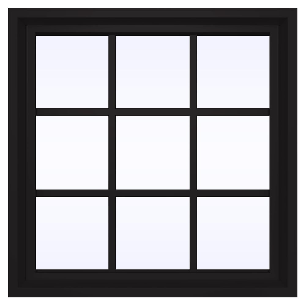JELD-WEN LOWOLJW249100004 FiniShield V-4500 23-1/2-in x 23-1/2-in Black Square Picture Window with Grids