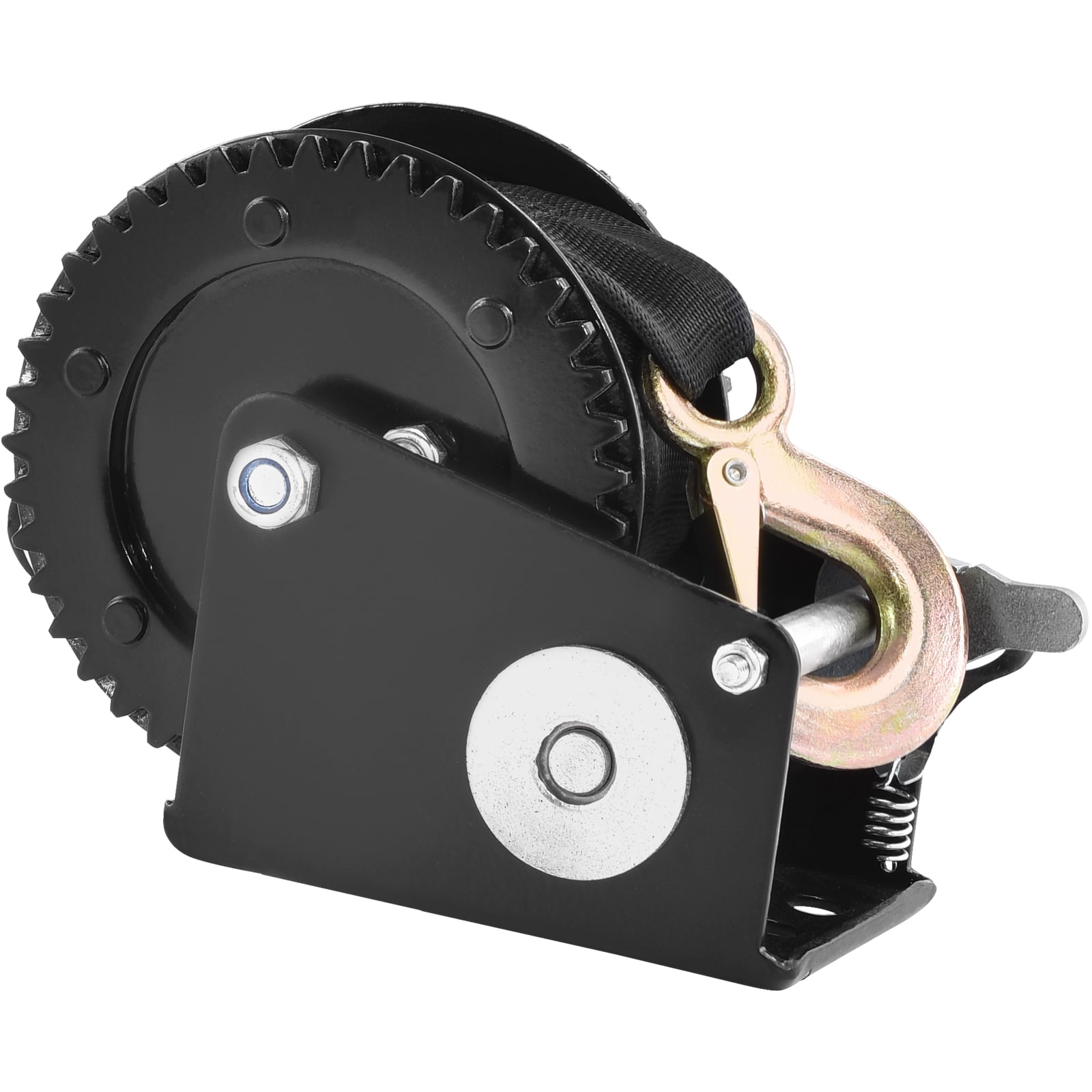 GIVIMO 2000-lb Hand Winch with 23-ft Polyester Strap - Boat Trailer Winch with Two-Way Ratchet - Heavy-Duty Manual Crank for Trailer Boat or ATV Towing #LW102GIVSS2897