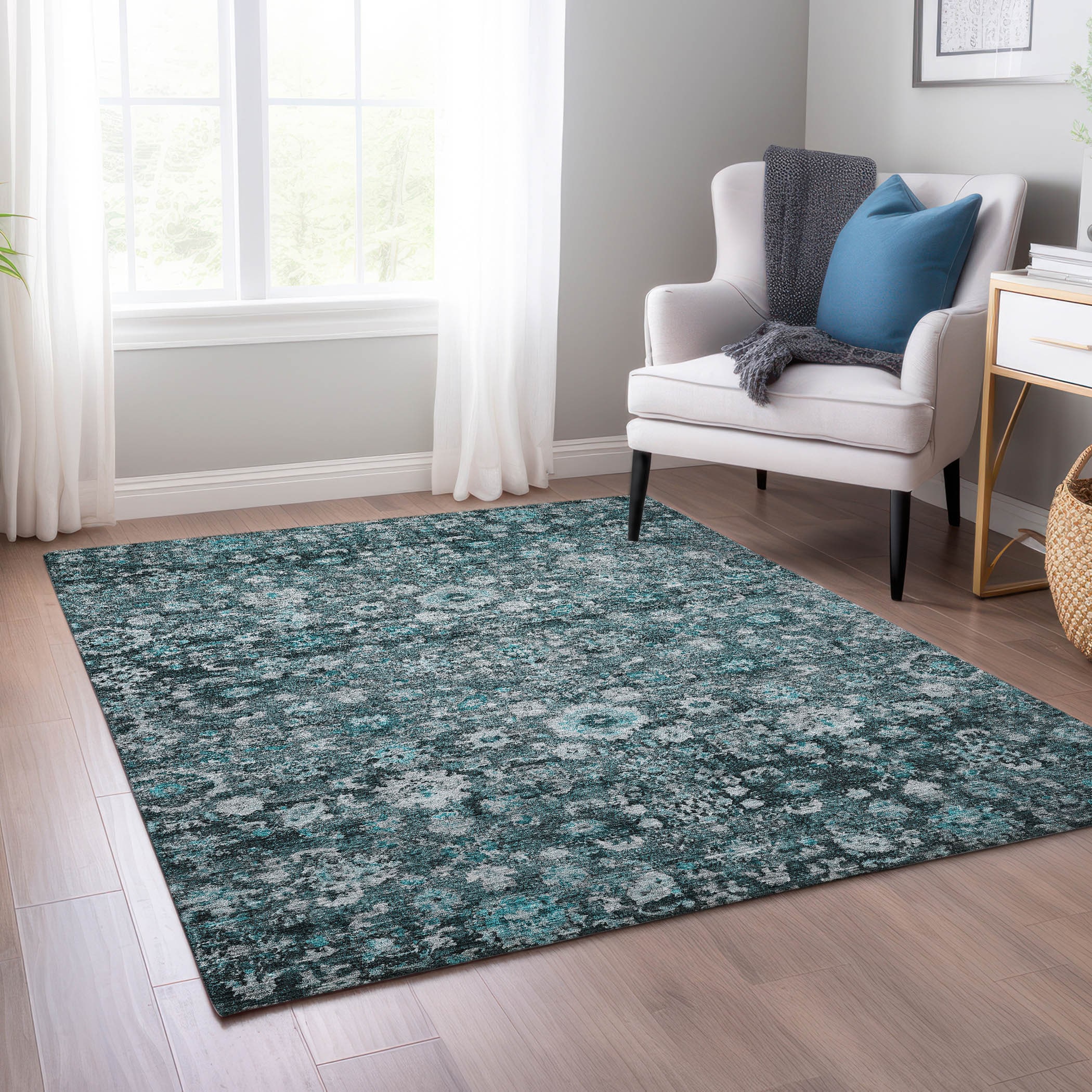 Addison Rugs ACN651TE30X46 Chantille ACN651TE 2 x 3 (ft) Polyester Teal Rectangular Indoor/Outdoor Geometric Machine washable Area rug