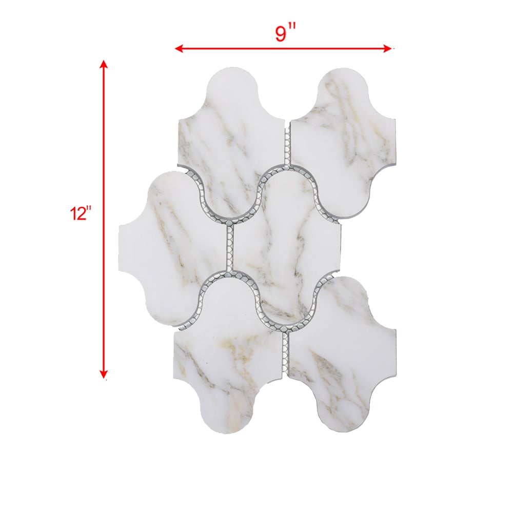 Calacatta Gold White Matte Glass Mosaic Wall Tile