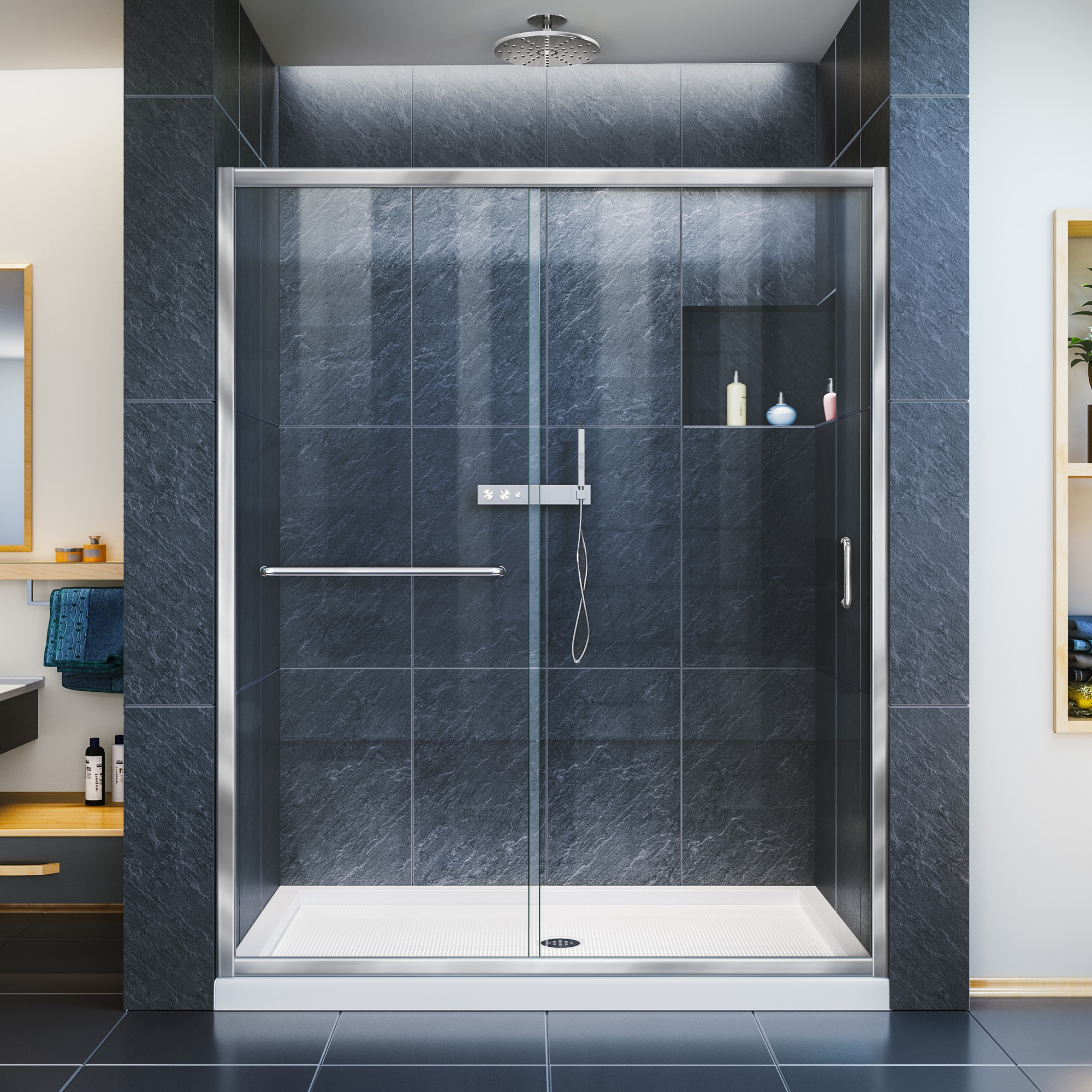 Infinity Z Chrome Shower Doors At Lowes Com   09136628 