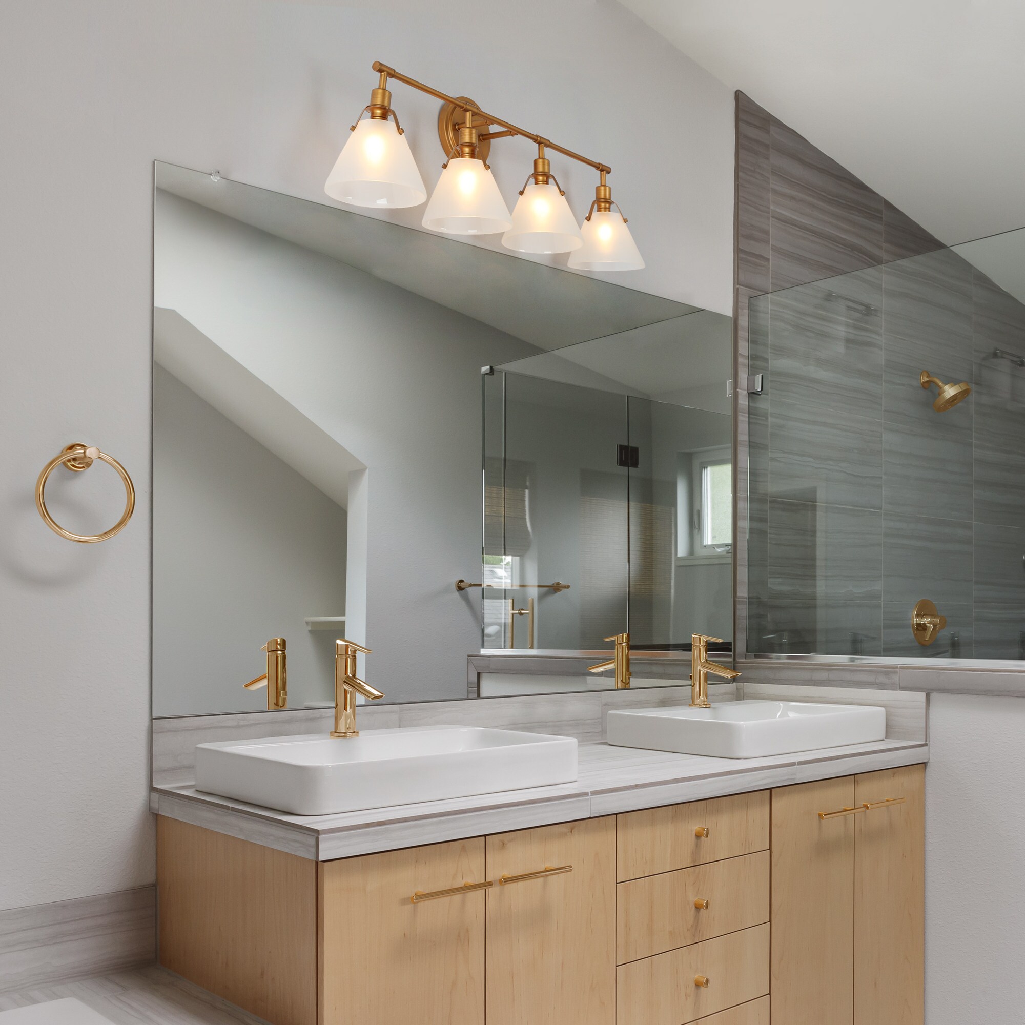 LNC Vintage Brushed Gold Vanity Light, 1-Light Modern Bathroom