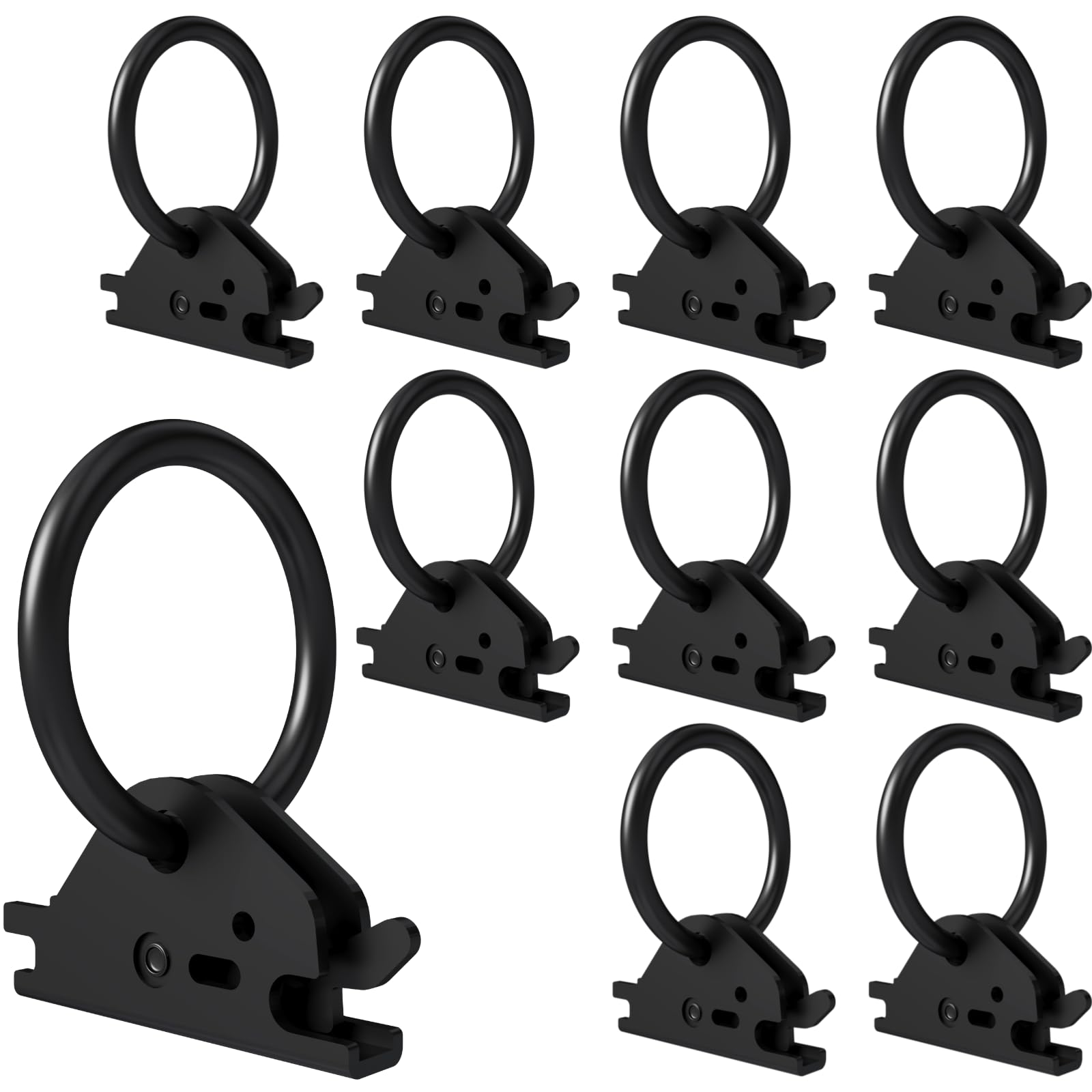 UUDULY  10pcs Steel E Track O Ring Tie Down Anchors 4400lb Load Capacity for Secure Cargo in Trailers Trucks and Flatbeds Black