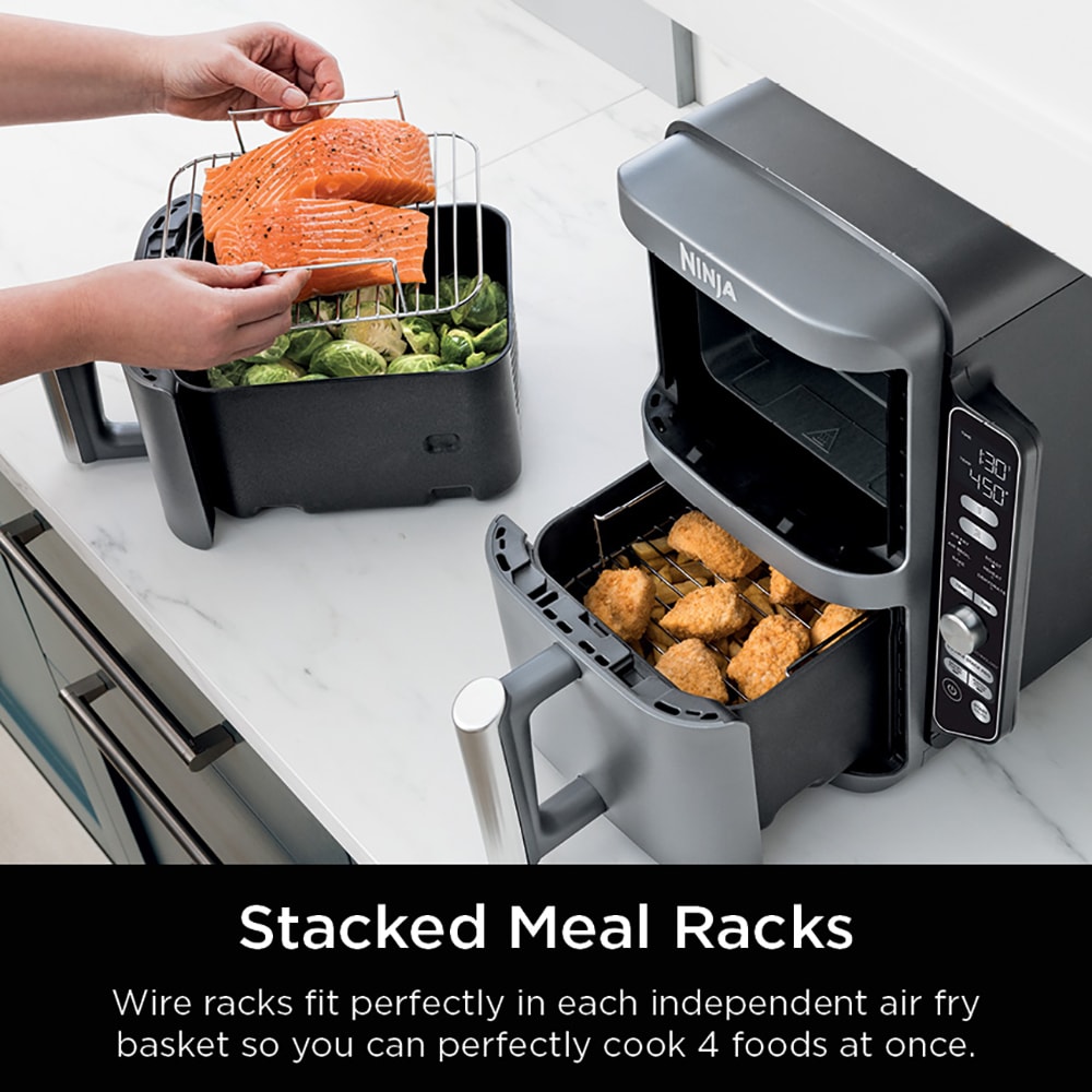 Ninja DoubleStack XL 2 Basket Space Saving Cooks 4 Foods 10-Quart Black ...