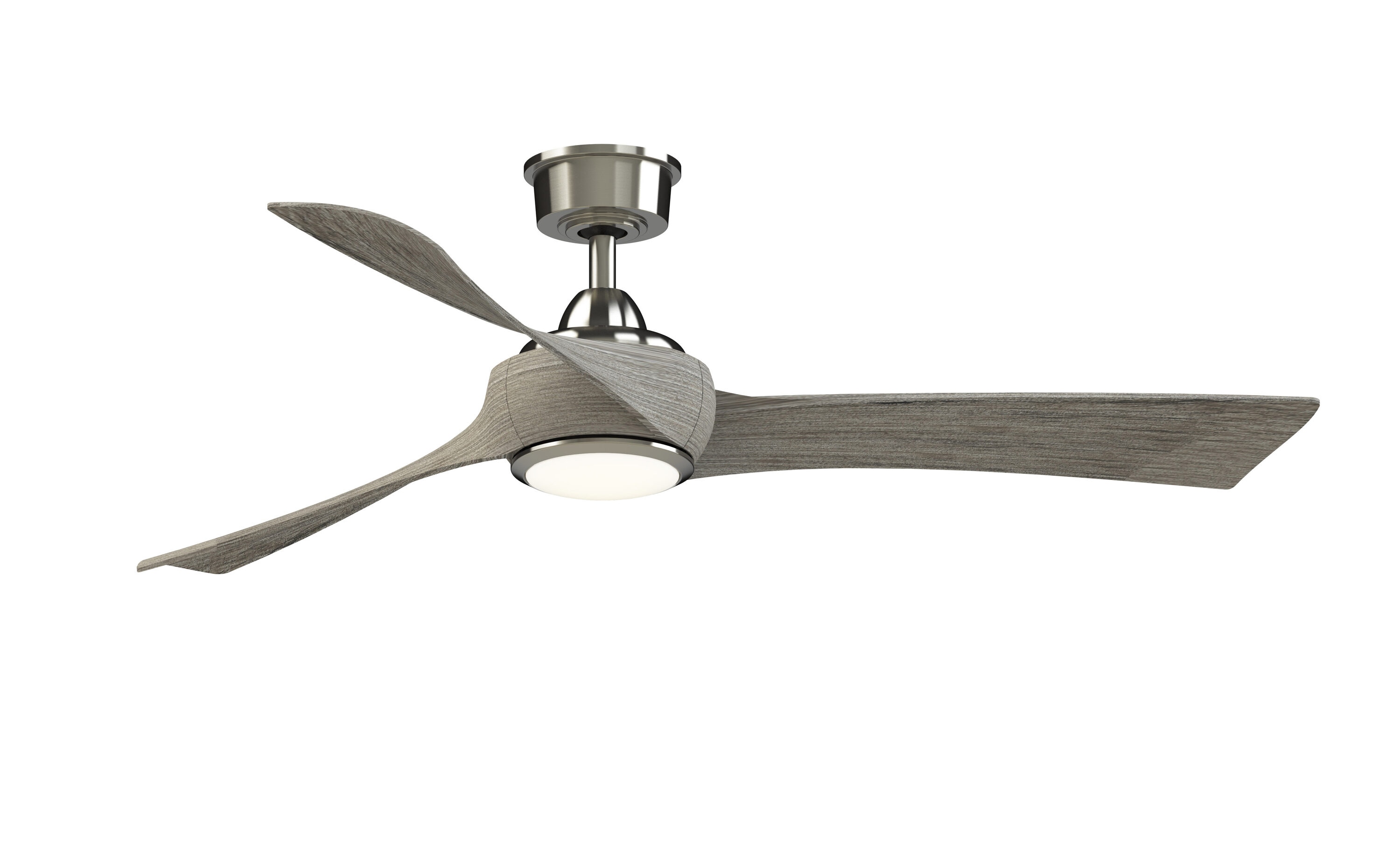 Fanimation Wrap Custom 56-in Brushed Nickel with Weathered Wood Blades Color-changing Integrated LED Indoor/Outdoor Smart Ceiling Fan with Light and Remote (3-Blade) FPD8530BN-56WE-LK Sansujyuku sansujyuku.com