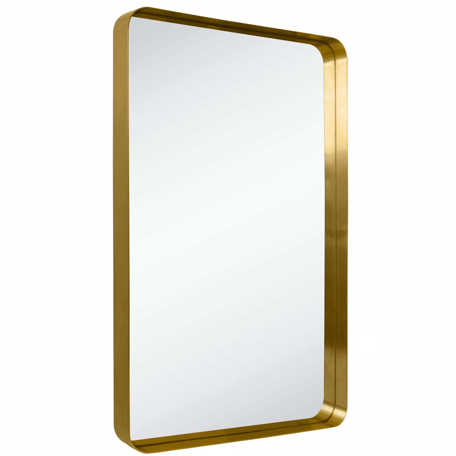 TEHOME GC-00102 Arthers 20-in x 30-in Framed Rectangle Bathroom Vanity Mirror ( Brushed Gold )