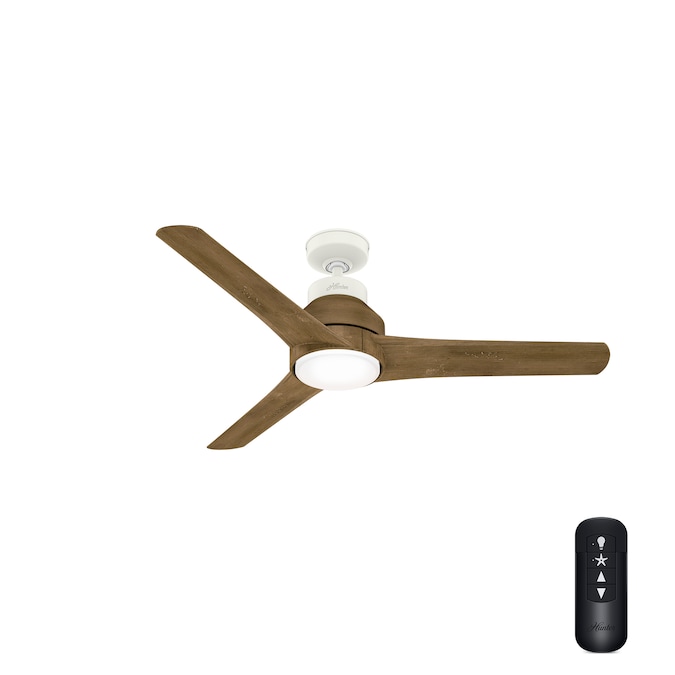 Hunter Lakemont 52 In Matte White Led Indoor Outdoor Ceiling Fan With Light 3 Blade The Fans Department At Com - Outdoor Ceiling Fans With Remote No Light