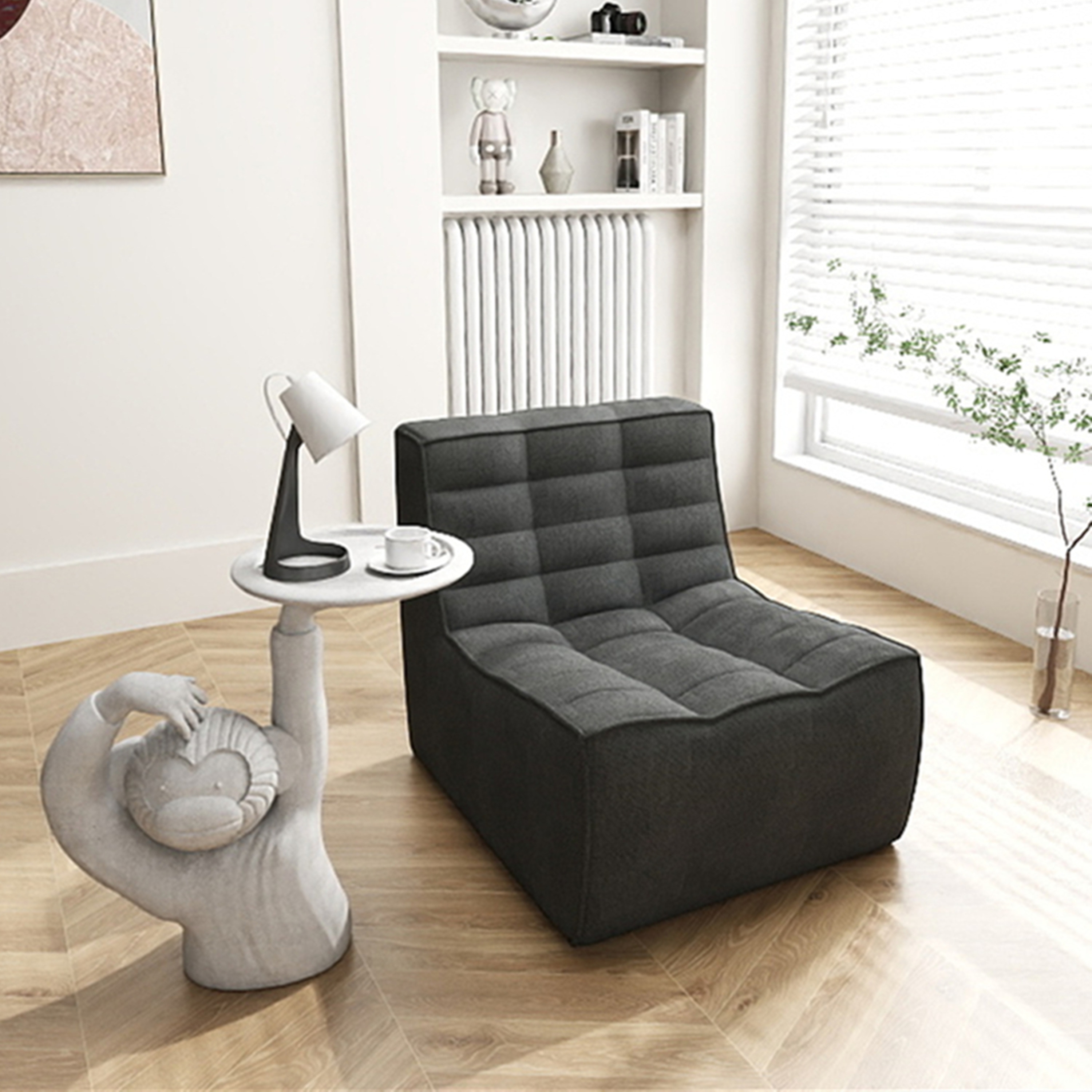 BuotiqHom DH-S1-131BK 45-in W Casual Black Linen 1-seater Sofa