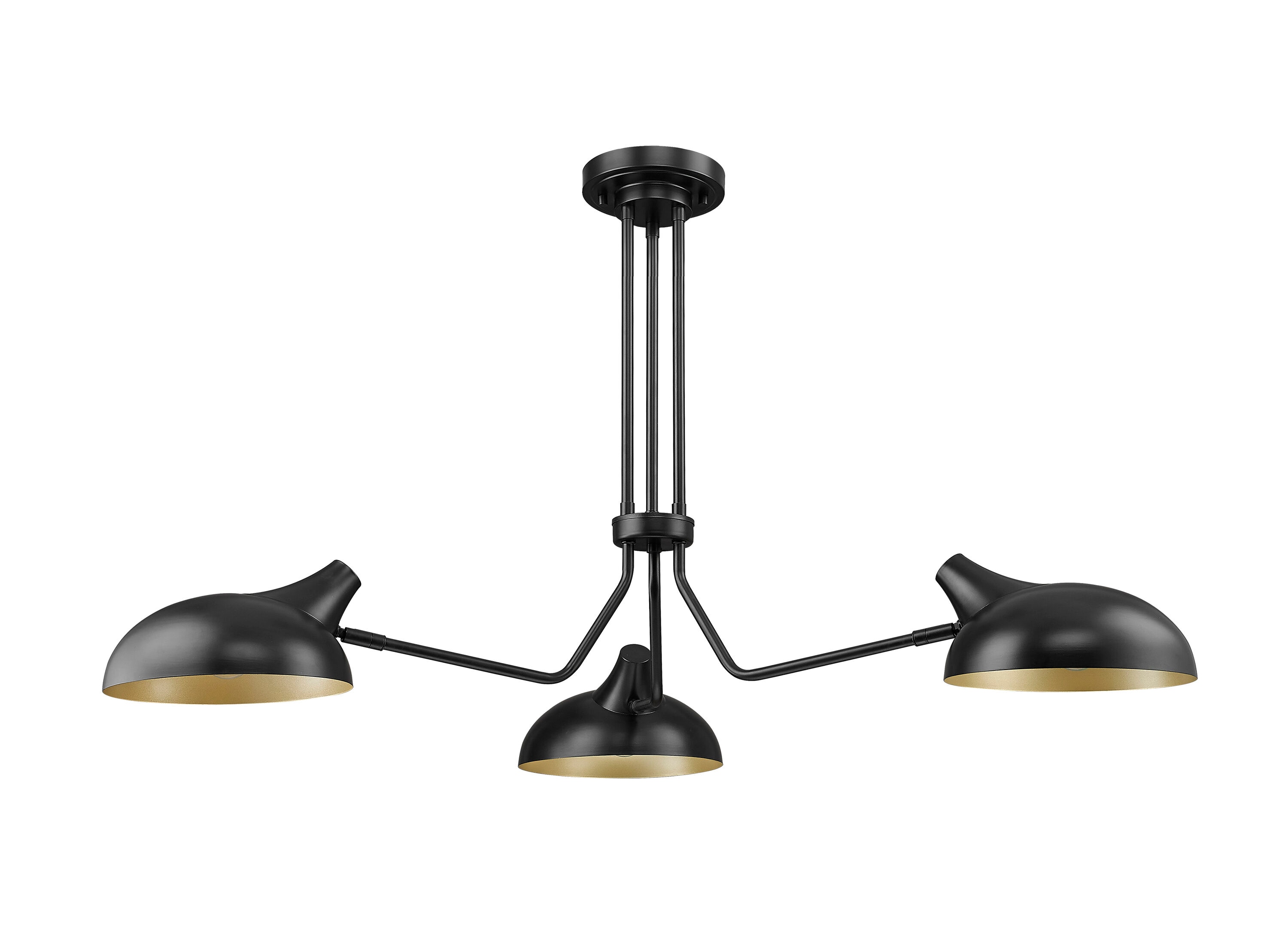 Bellamy Matte Black and Gold 46" Semi-Flush Ceiling Light