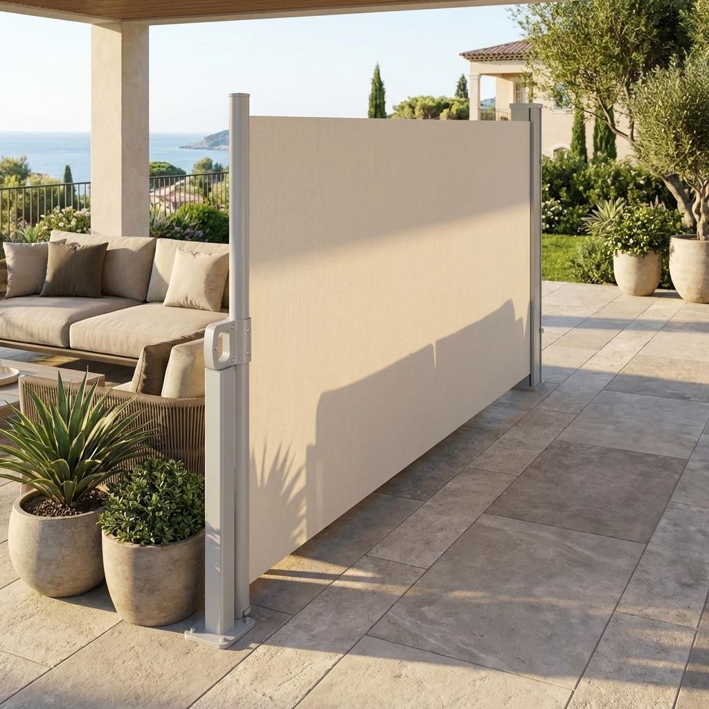DEXSO 71 X 138 Inch Retractable Side Awning Water UV Resistant Privacy Screen Beige