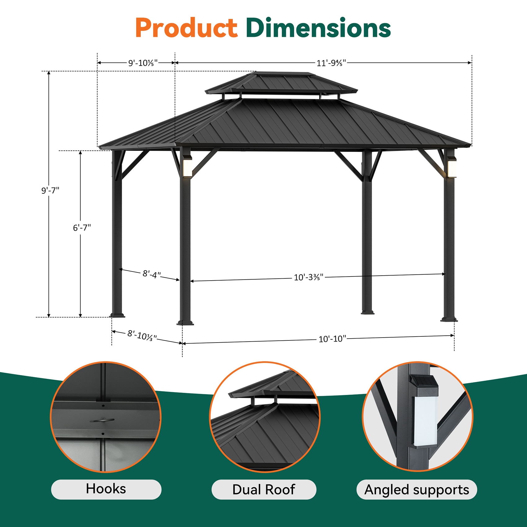 ELEVATE OUTDOORS IG10600094-1012 Wood-Resin-Gazebos - View #3