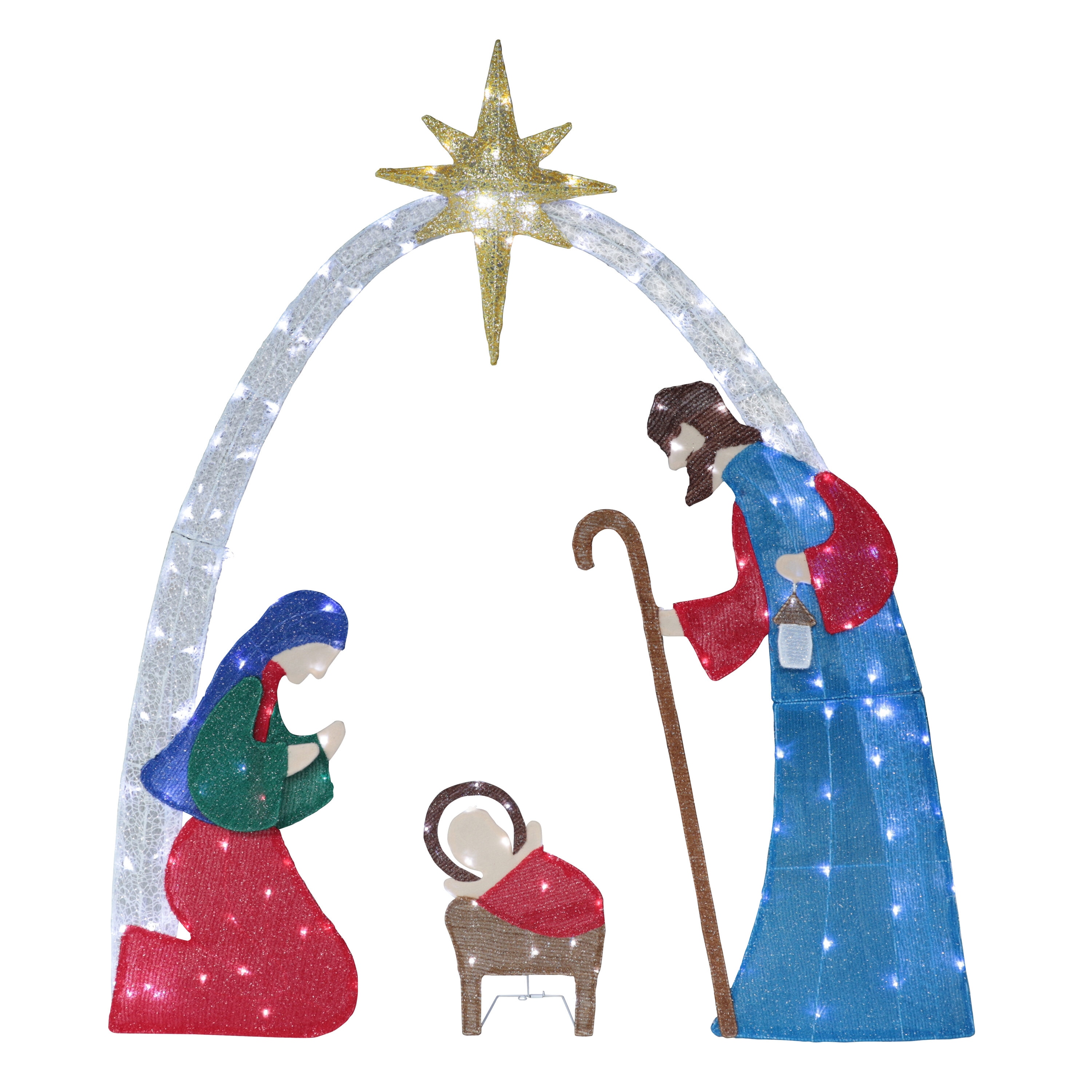 VEIKOUS 60-in Freestanding Nativity Free standing decoration with Multicolor LED Lights #PG0403-D5