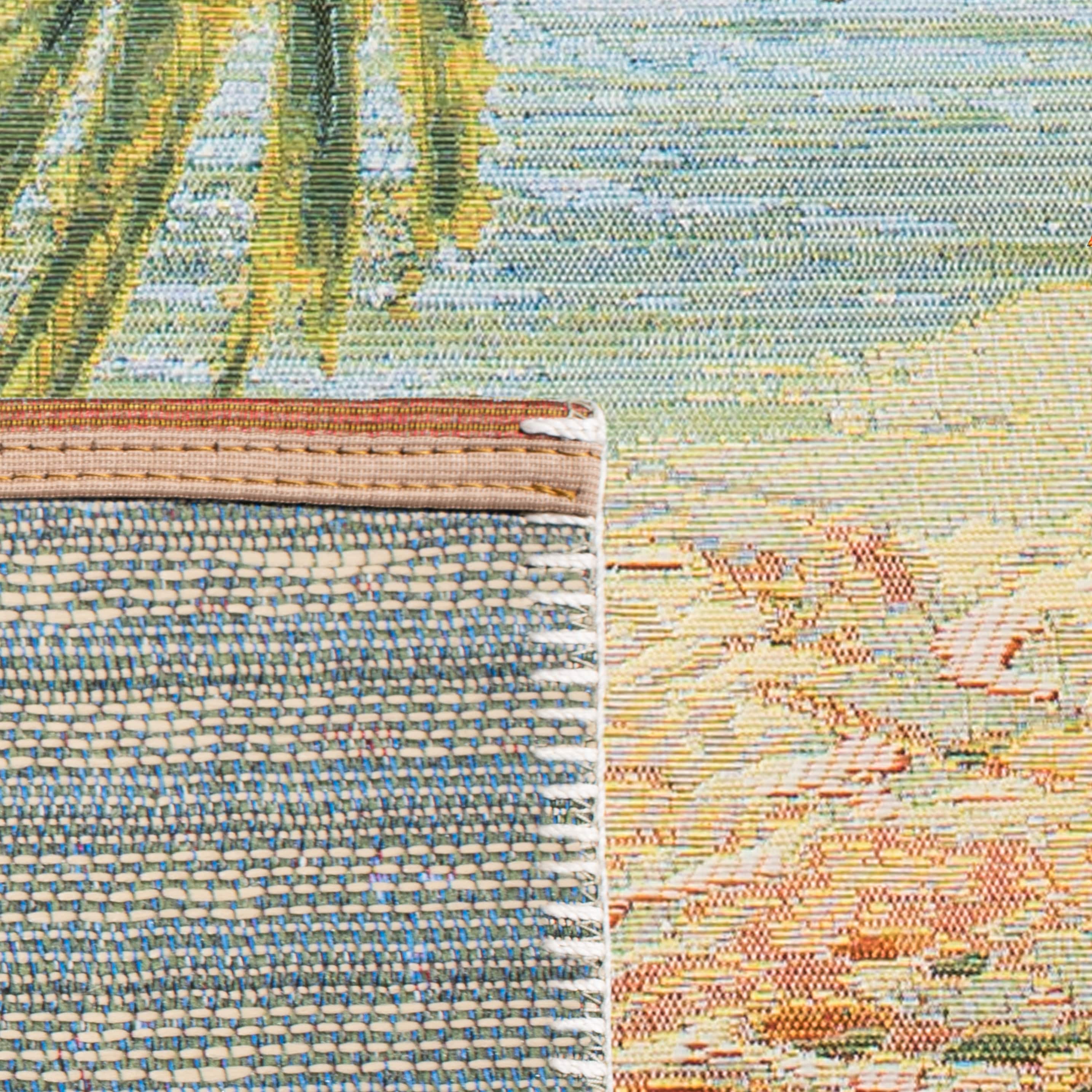 Reversible Easy-Care Synthetic Blue Outdoor Rug 8' x 10'