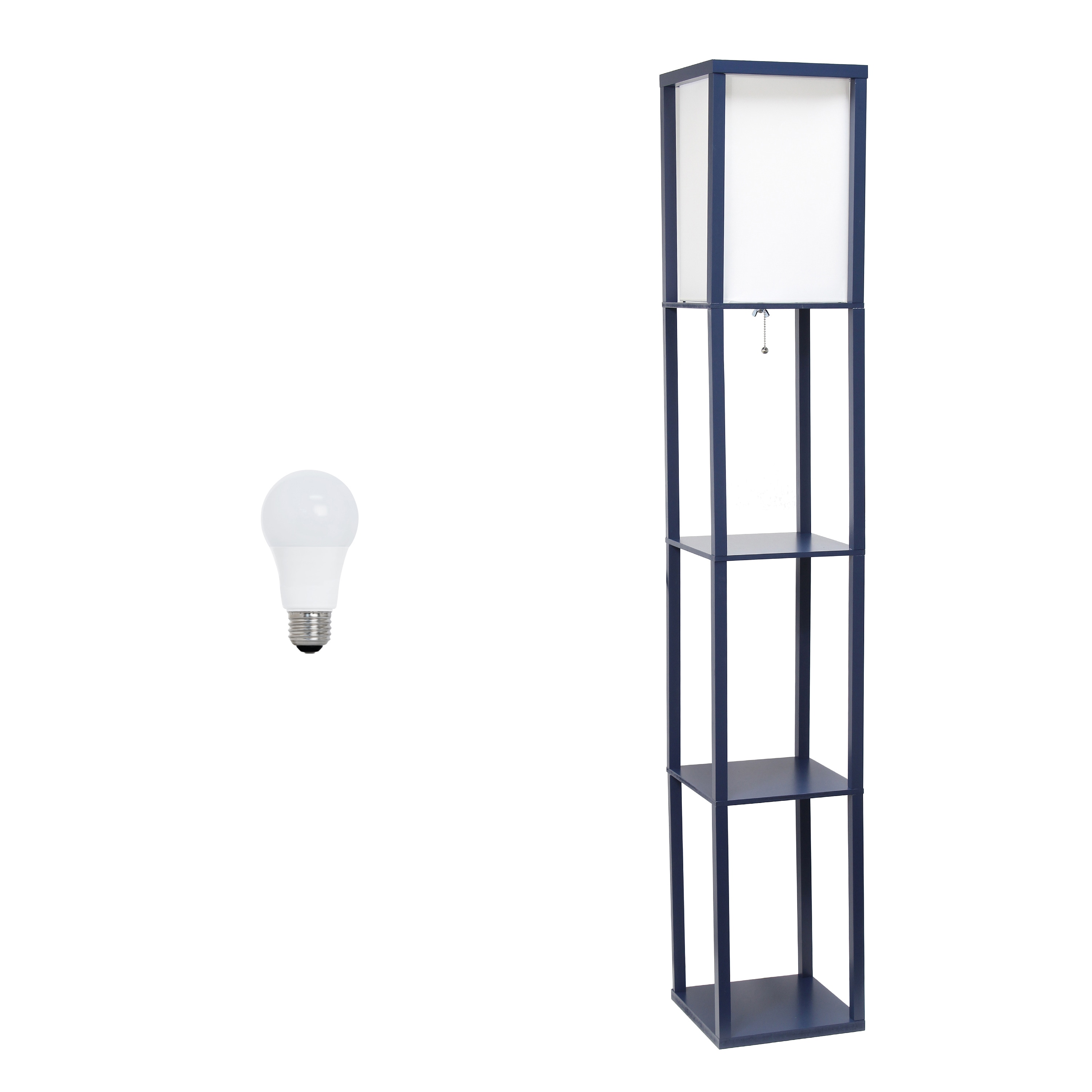 Lalia Home LHF-3004-NV-LB Classix 62.5-in Navy Shelf Floor Lamp with Linen Shade