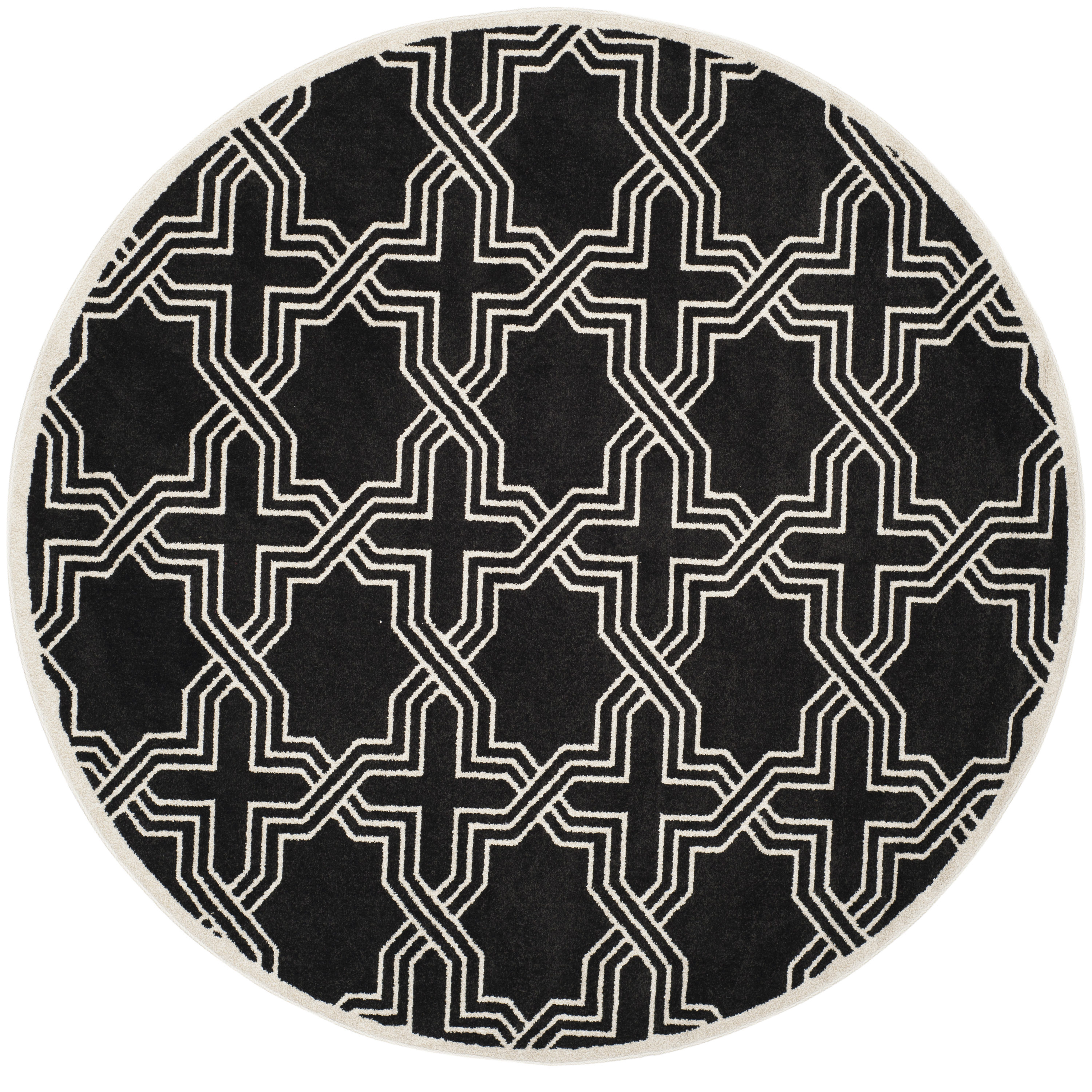 Reversible Anthracite & Ivory Synthetic 7' Round Rug