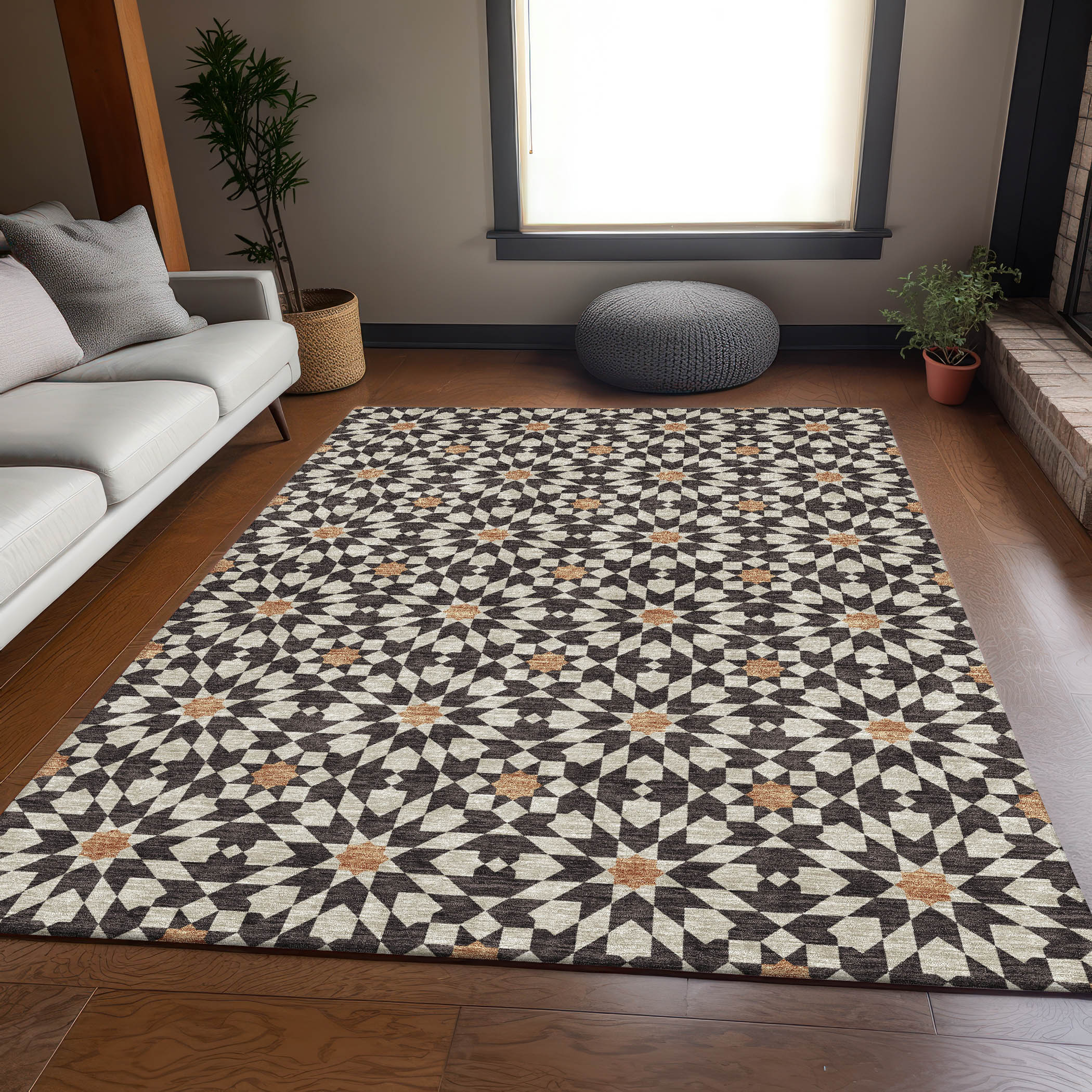 Addison Rugs ACN734CC3X5 Chantille ACN734CC 3 x 5 (ft) Polyester Charcoal Rectangular Indoor/Outdoor Geometric Machine washable Area rug