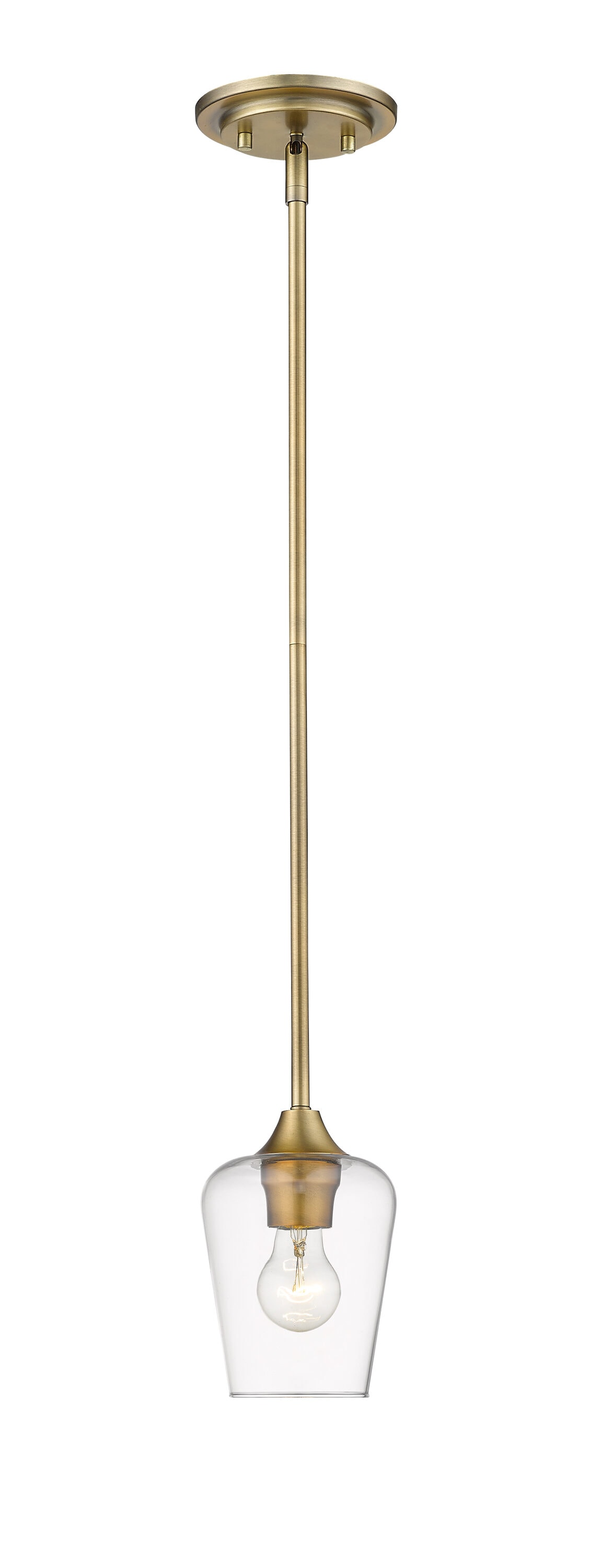 Joliet Contemporary Mini Pendant in Olde Brass with Large Glass Shade