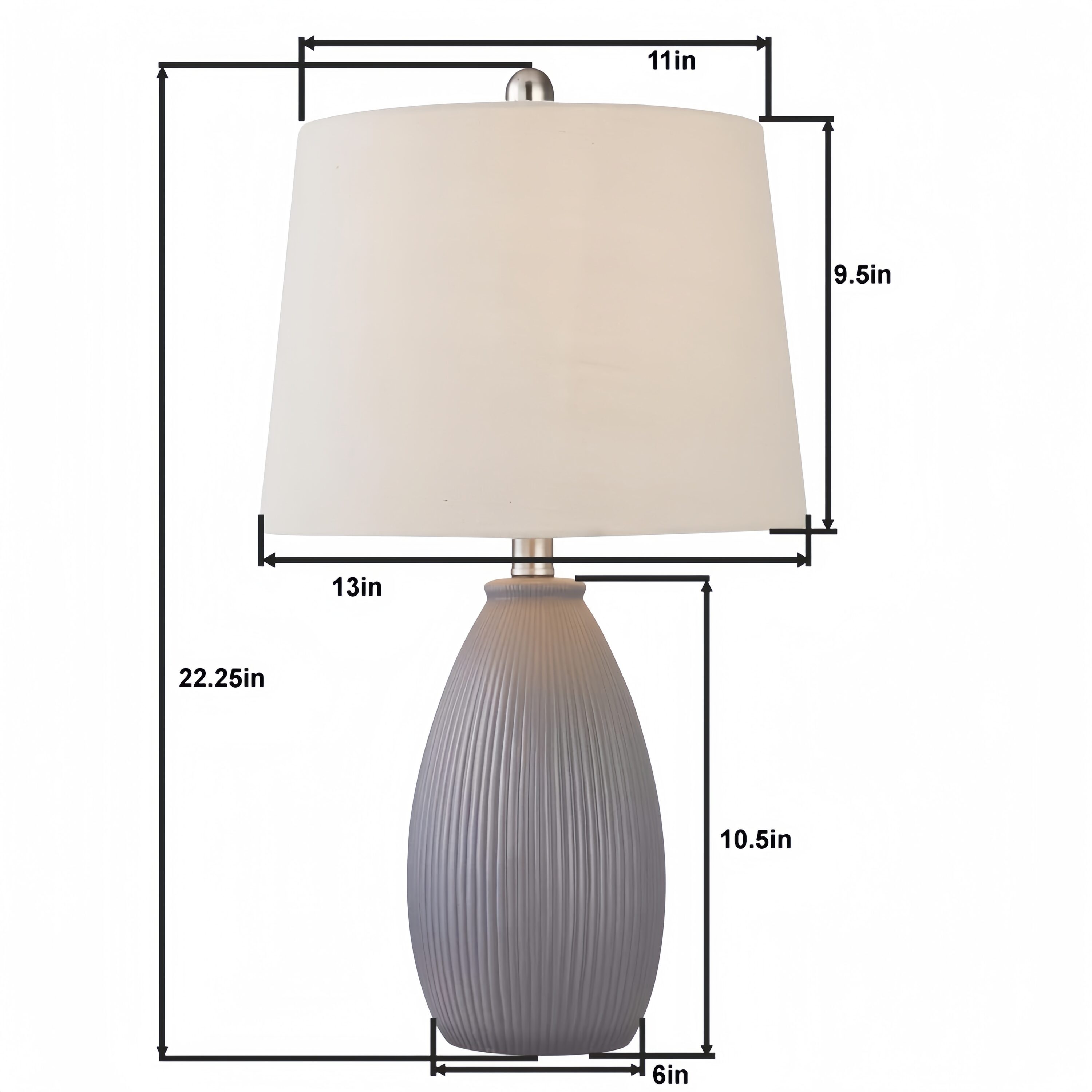 Gray Ceramic Table Lamp Set with Oatmeal Shades