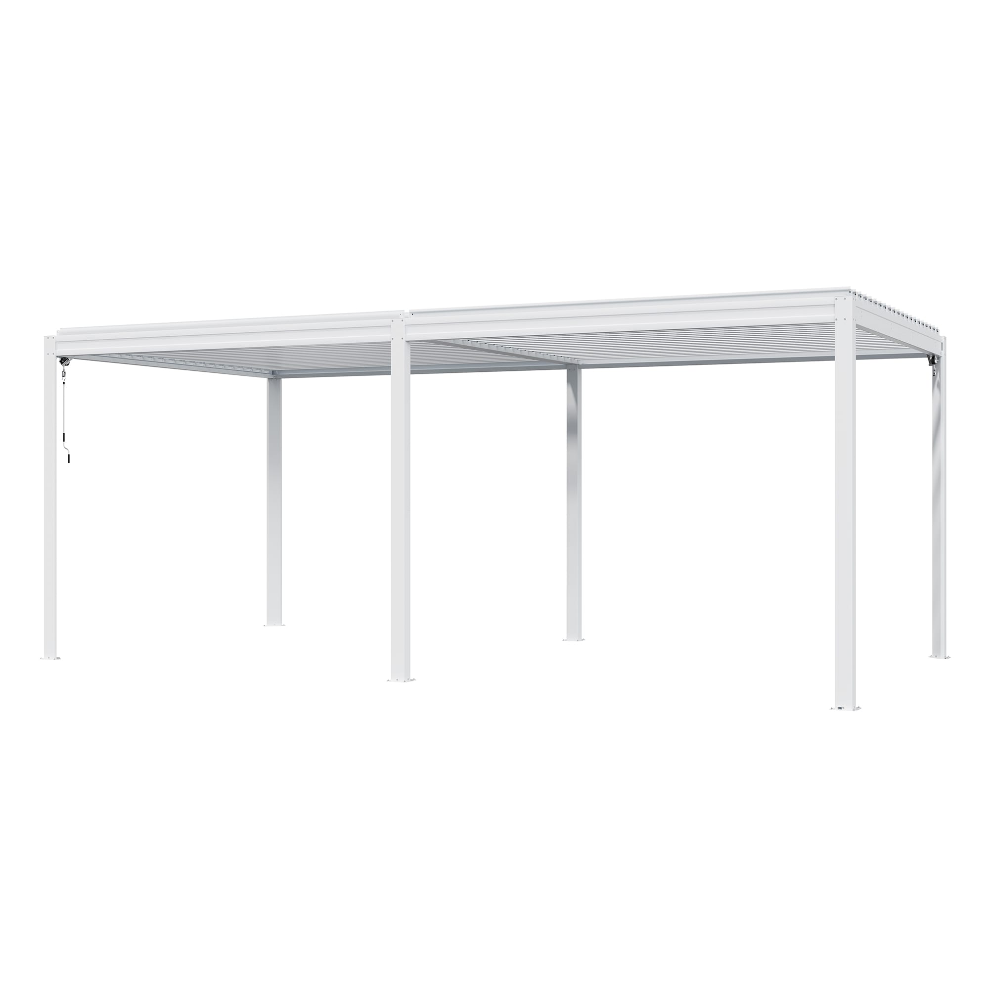 Clihome CL-LGMF1632-W 9.8-ft x 19.6-ft 10X20FT Aluminum Frame Louvered Pergola White Grill Gazebo with Hardtop Roof