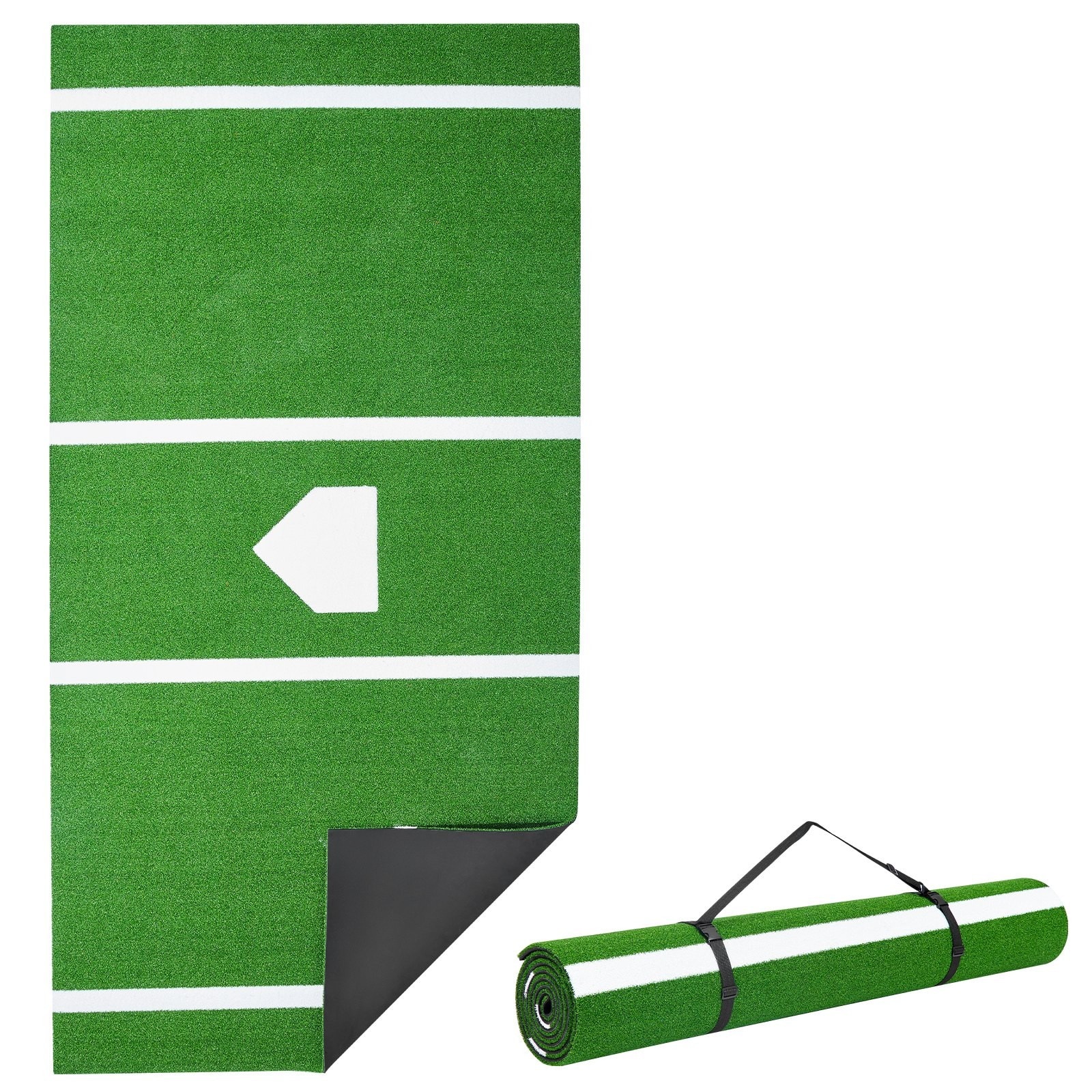 GIVIMO Baseball Hitting Mat 12 ft x 6 ft Batters Box Turf Mat with Home Plate and Anti Fade Turf Green