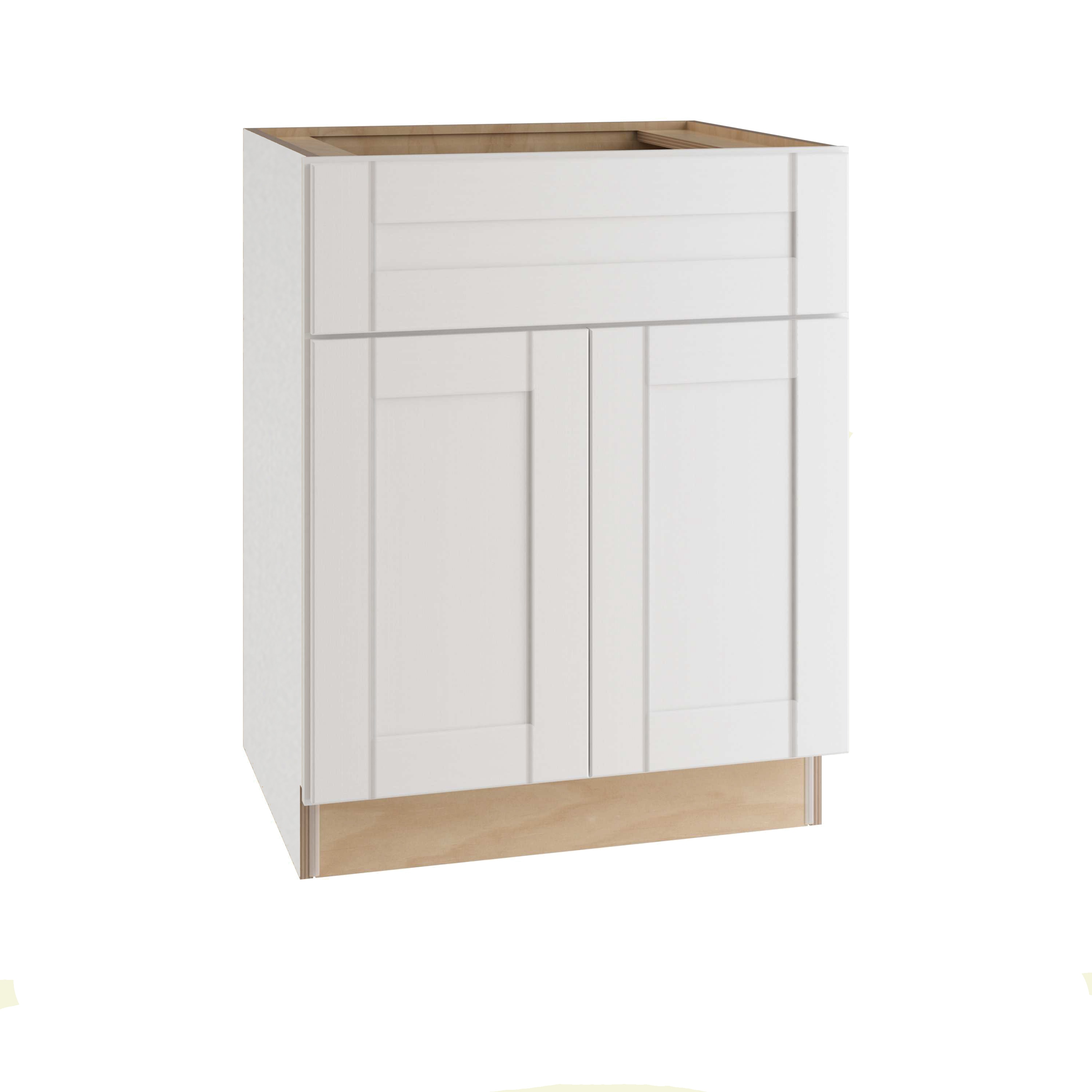 Lue Cabinetry Waldorf 30 In W X 34 5 H 24 D Vibrant White Door And Drawer Base Fully Assembled Plywood Cabinet Recessed Panel Shaker Style The Kitchen Cabinets Department At