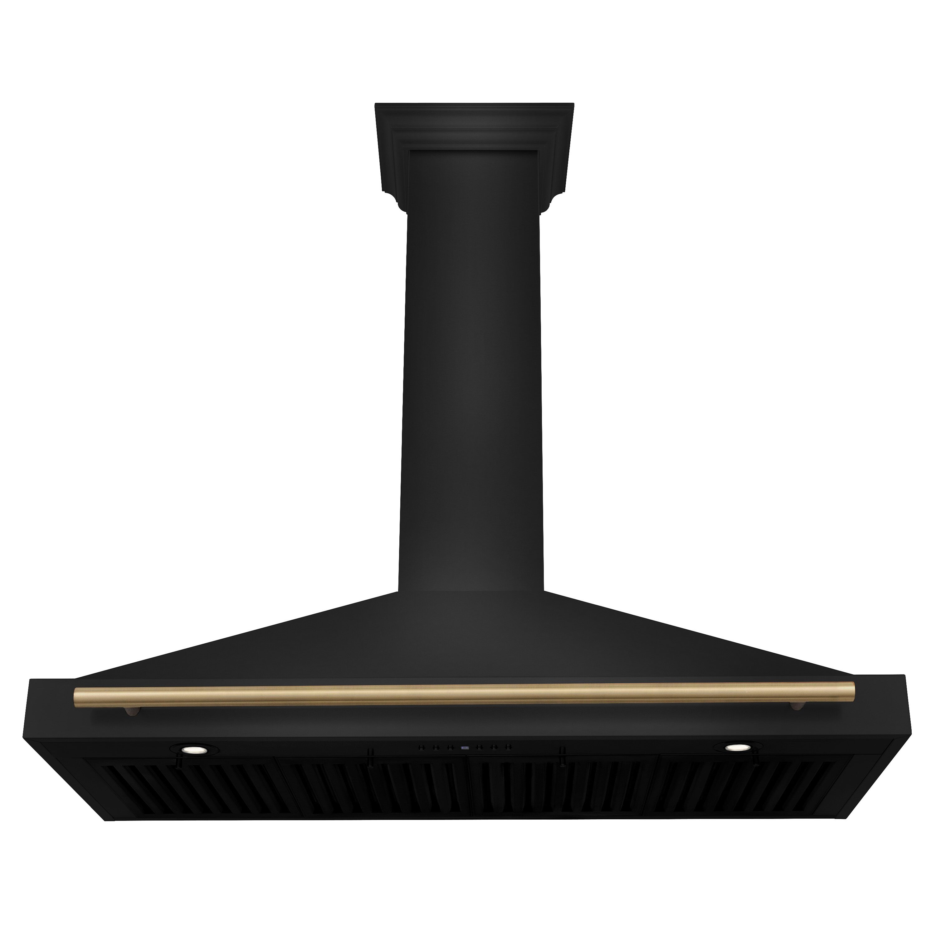 ZLINE KITCHEN & BATH BSKB4Z-48-CB 48 inch Convertible 400-CFM Black Stainless Steel, Champagne Bronze Accent Handle Wall-Mounted Range Hood