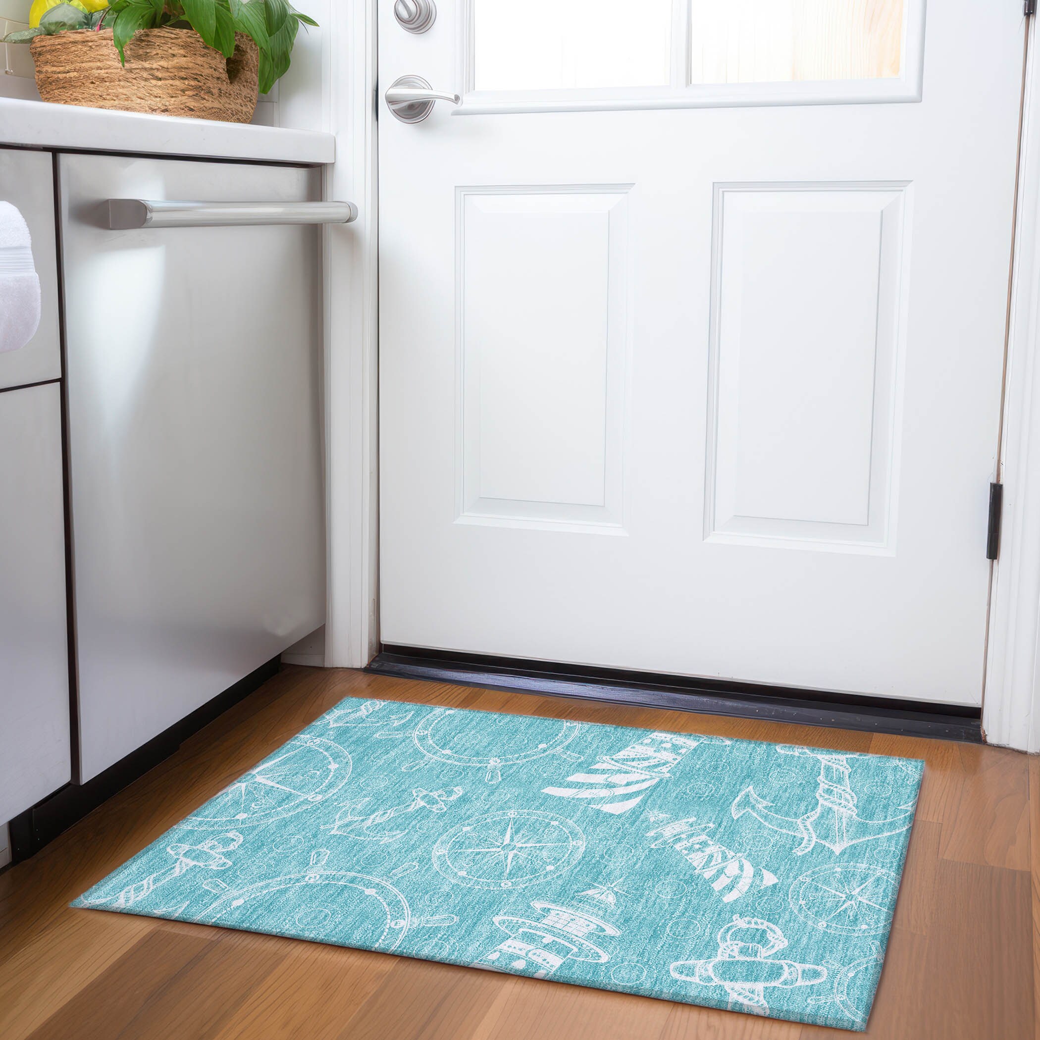Addison Rugs AMF154OC20X30 Mayfield AMF154OC 2 x 3 (ft) Loomed Polyester Ocean Rectangular Indoor Geometric Machine washable Area rug