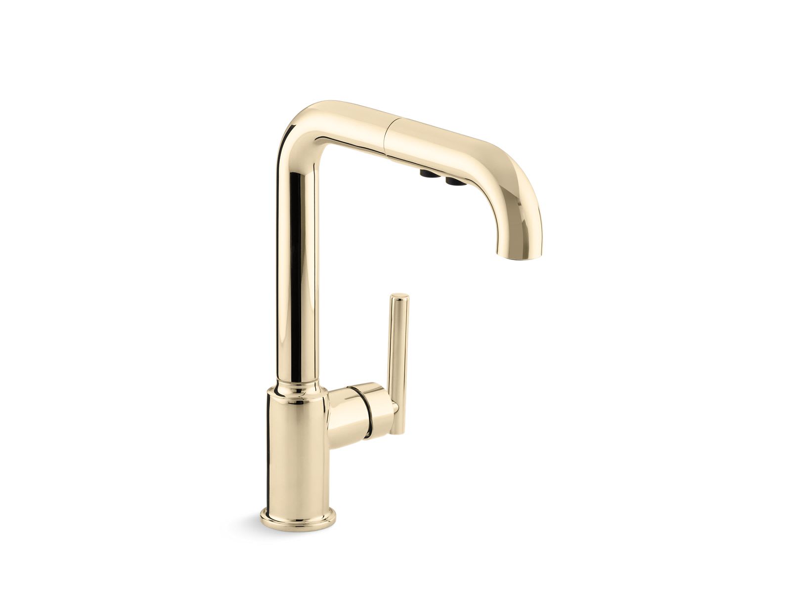 KOHLER 7505-AF Purist 1.5 GPM Deck Mount Pull-Out Kitchen Faucet in Vibrant French Gold with Lever Handle