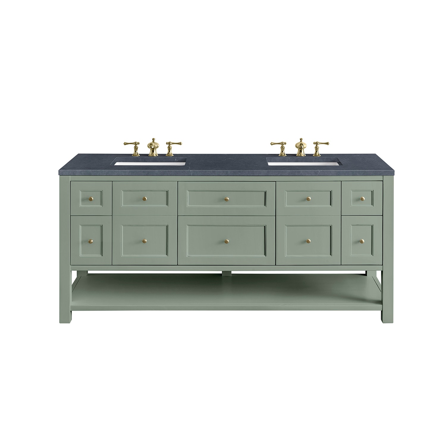 James Martin Vanities 330-V72-SC-3CSP Breckenridge 72-in Smokey Celadon Undermount Double sink Bathroom Vanity with Charcoal Soapstone Quartz Top