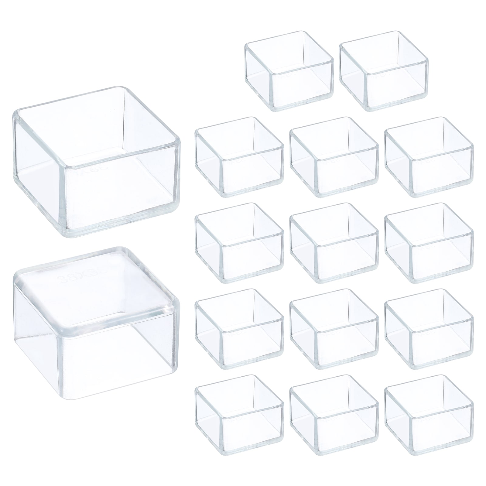 Unique Bargains 16pcs Silicone Chair Leg Floor Protectors 1.5 x 1.5-Inch Non-Slip Chair Leg Caps Covers Square Furniture Leg Protectors for Hardwood Floors Reduce Noise and Scratches Clear