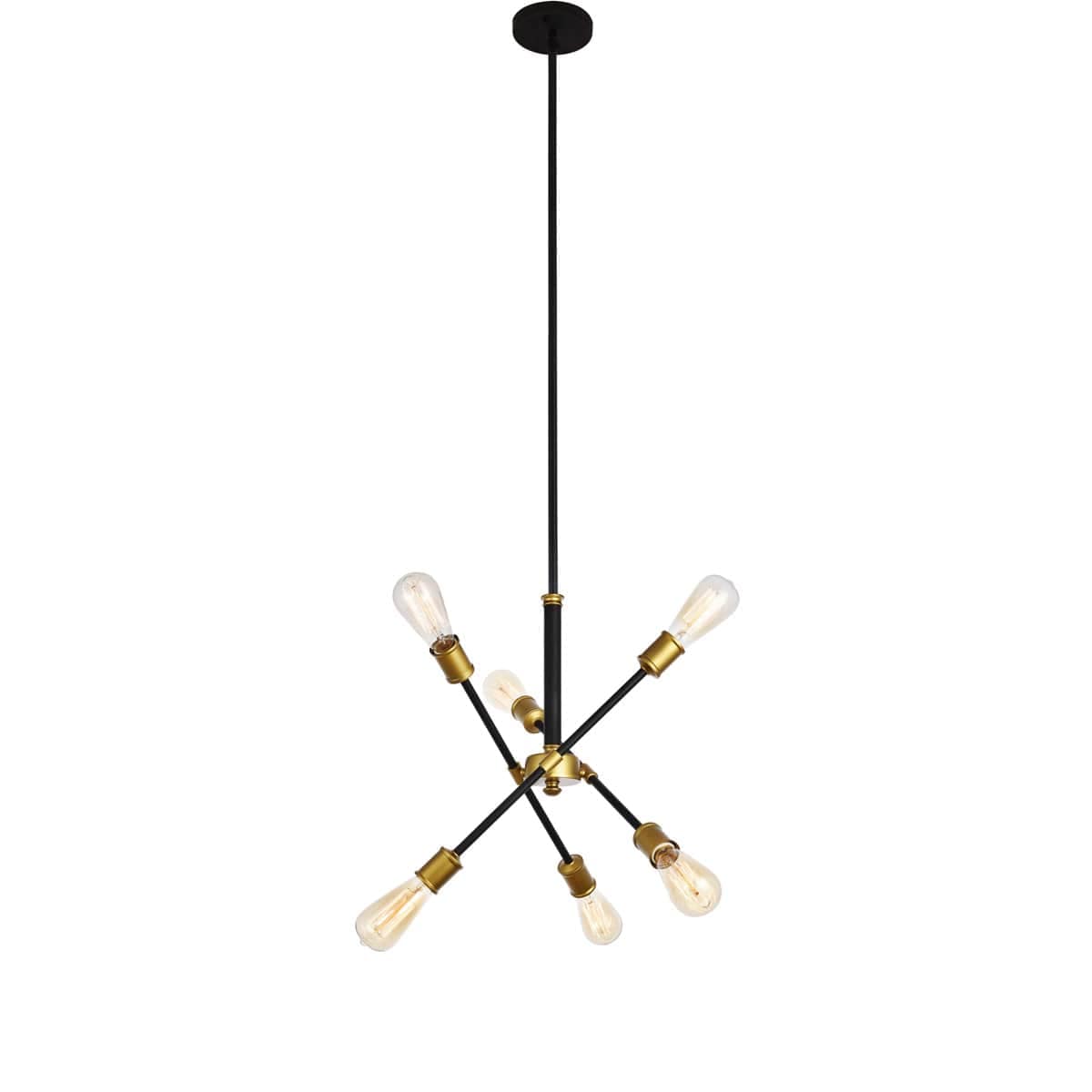 Decovio  13137-BBI6 Newtown 6 Light 171 inch Black and Brass Pendant Ceiling Light
