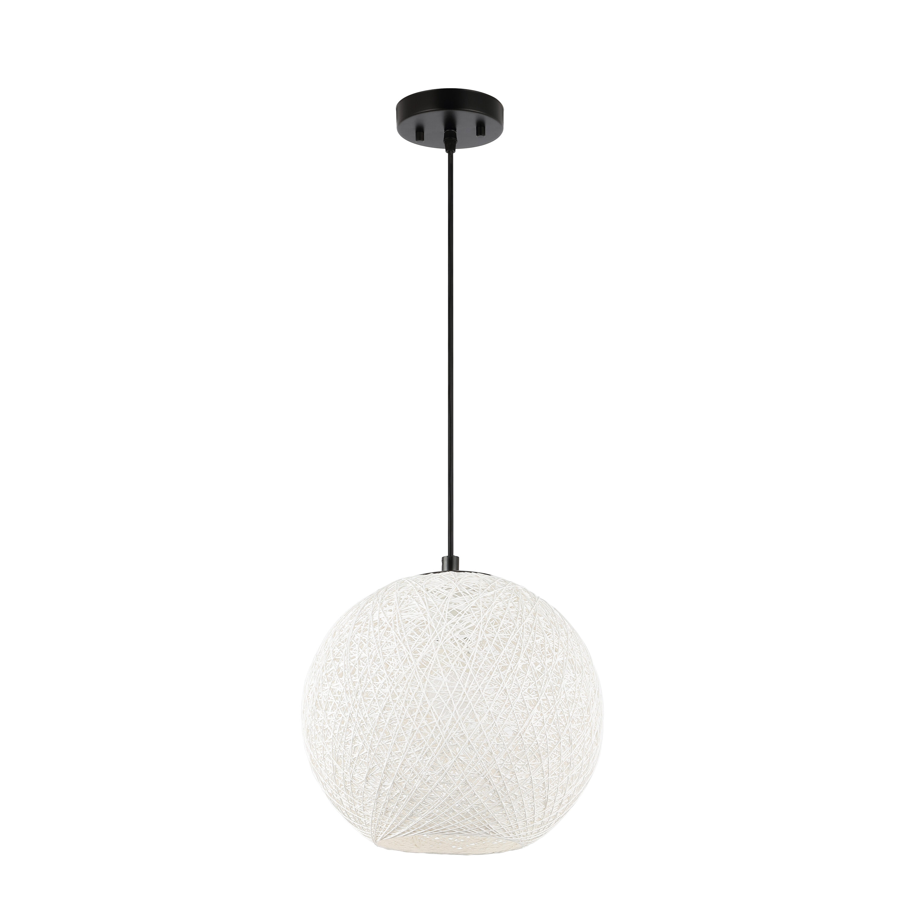 White Bohemian Woven Globe LED Pendant Light