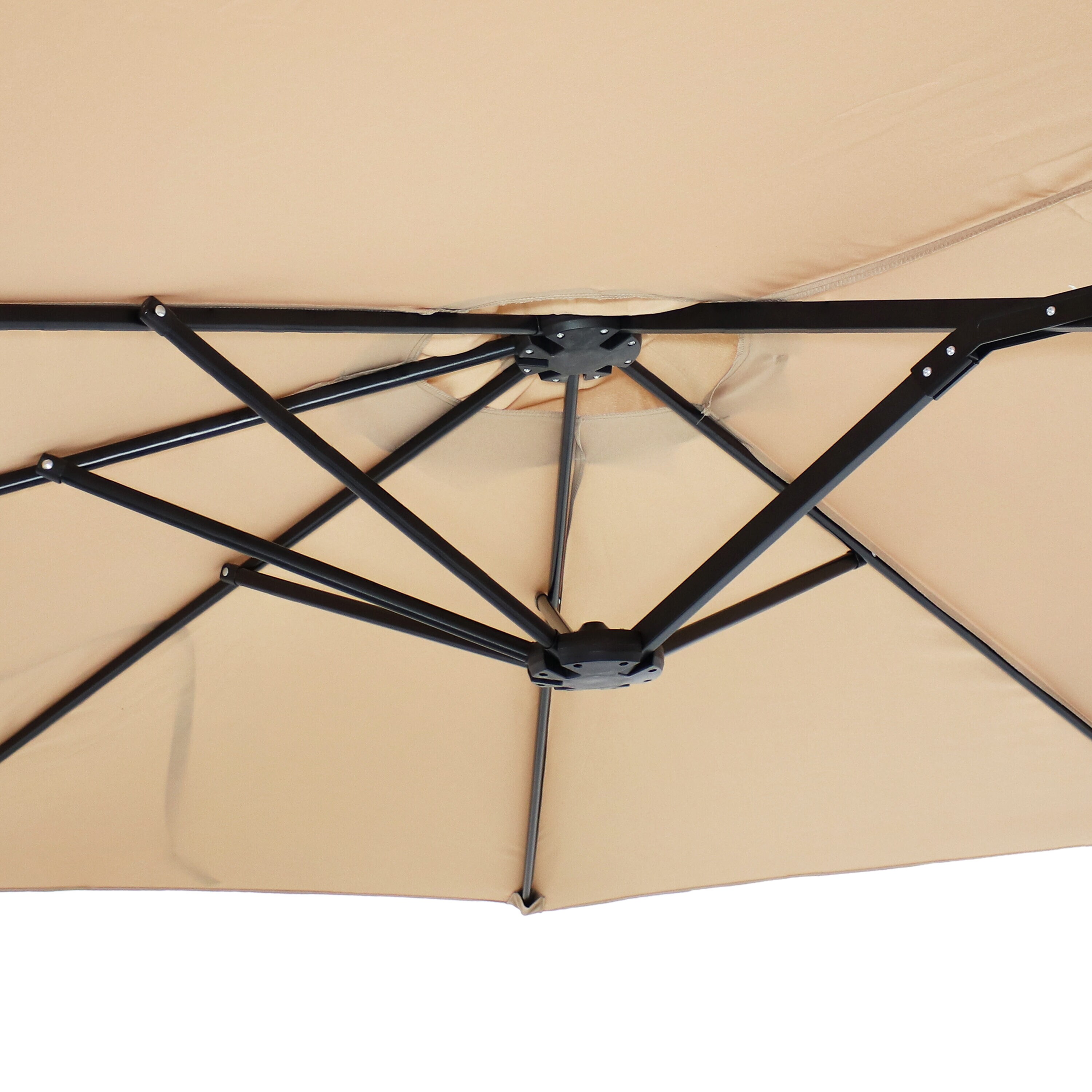 Tan Double-Sided Steel Market Umbrella with Polyester Canopy