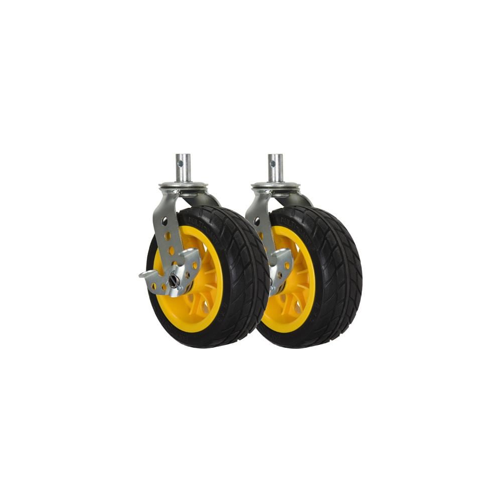  TCNCD374784 Rock-N-Roller Multicarts RNR-RCSTR8X3 8 x 3 in. Ground Glider Wide Caster with Brake Upgrade for R12, Yellow Hub- Pack of 2