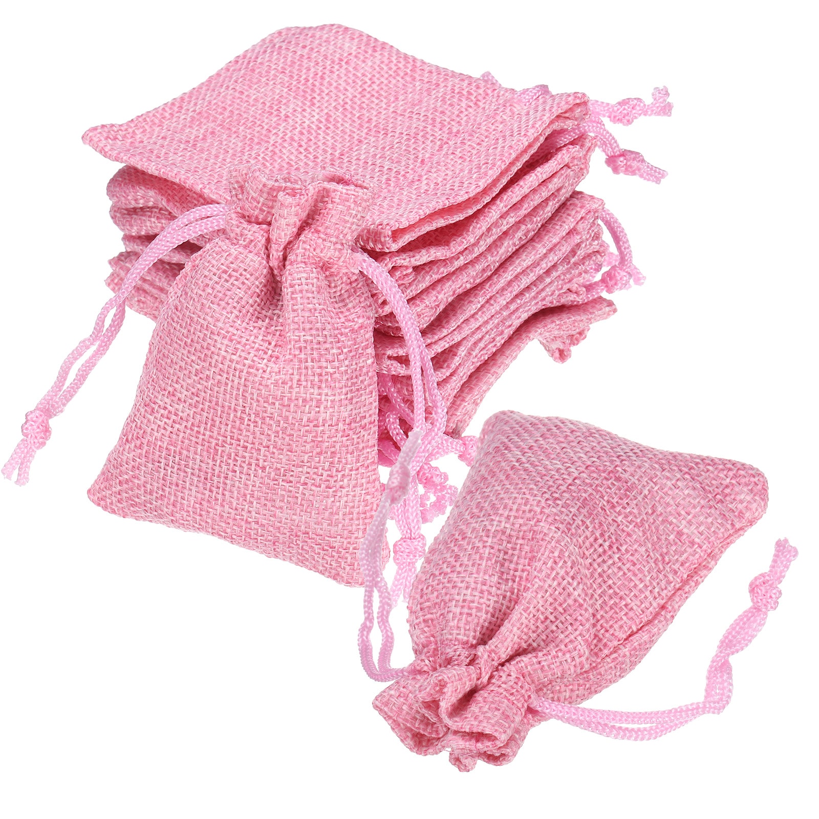 Unique Bargains 20pcs Burlap Bags with Drawstring 2.8 x 3.5 Inch Favor Sacks Bag Jewelry Pouches for Christmas Thanksgiving Birthday Wedding Party Gifts Bags Pink
