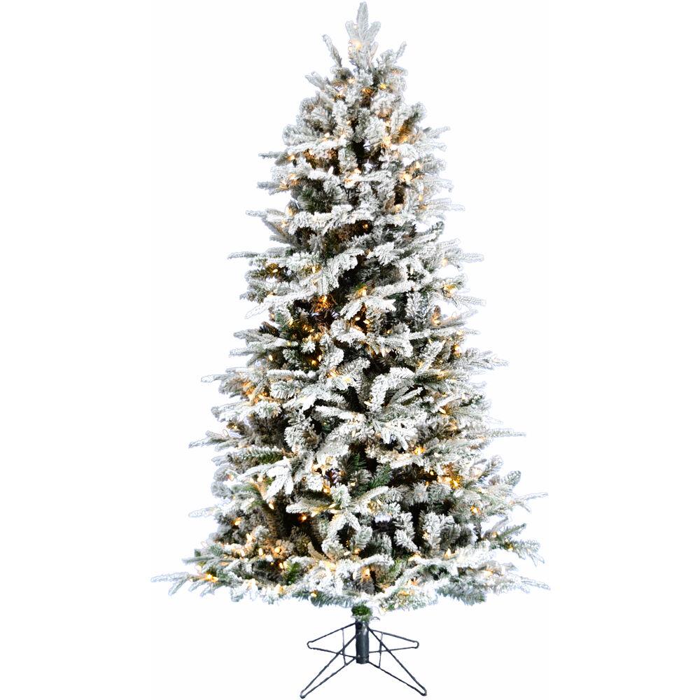 Fraser Hill Farm FFMJ065-5SN 6-ft Pre-lit Flocked Artificial Christmas Tree with LED Lights
