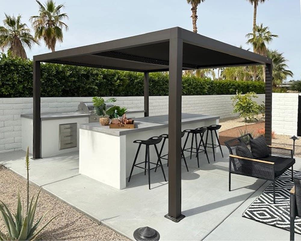 PURPLE LEAF Louvered Pergola 12-ft W x 12-ft L x 7-ft 8-in H Bronze ...